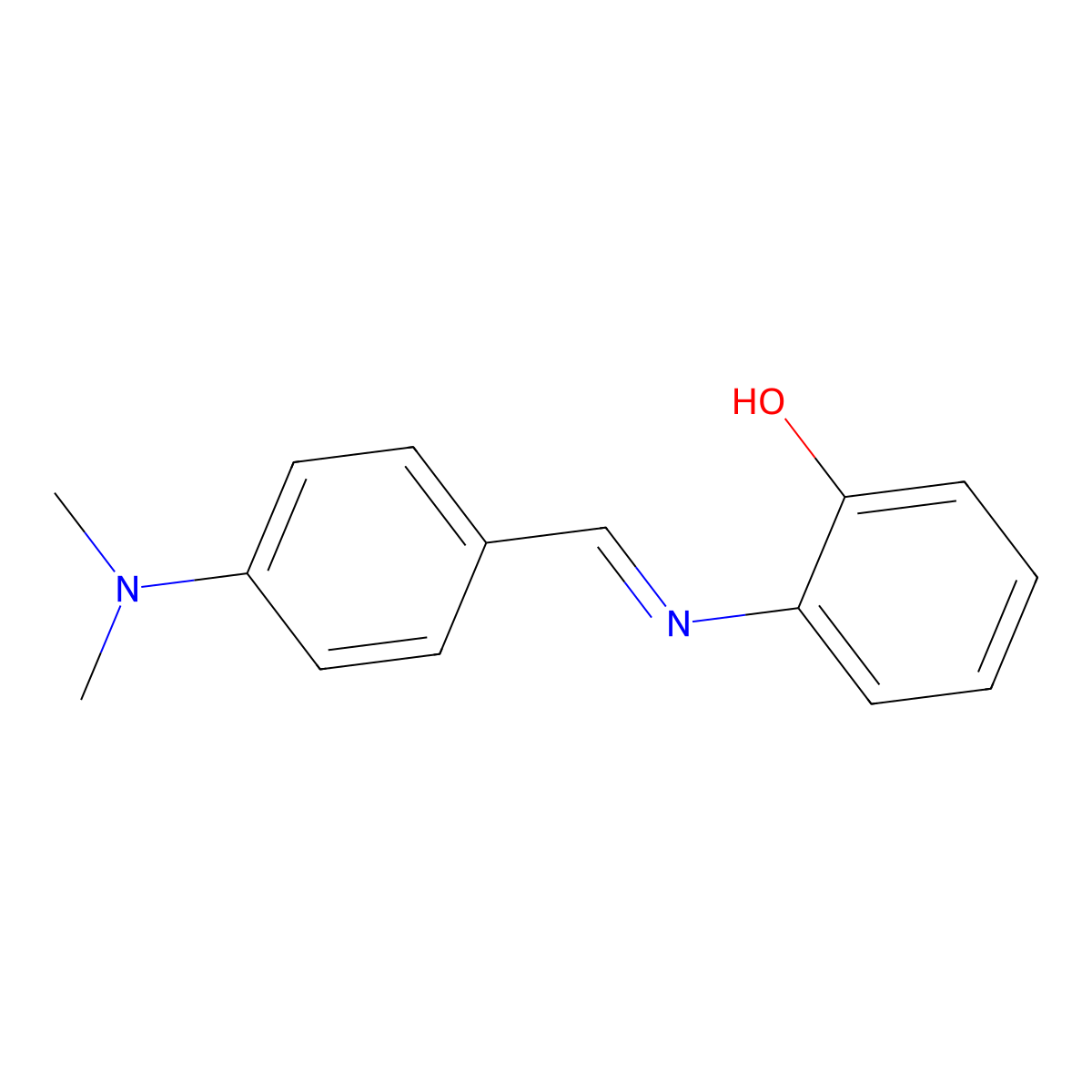 o-(p-(Dimethylamino)benzylideneamino)phenol molecular structure, CAS 3230-43-1