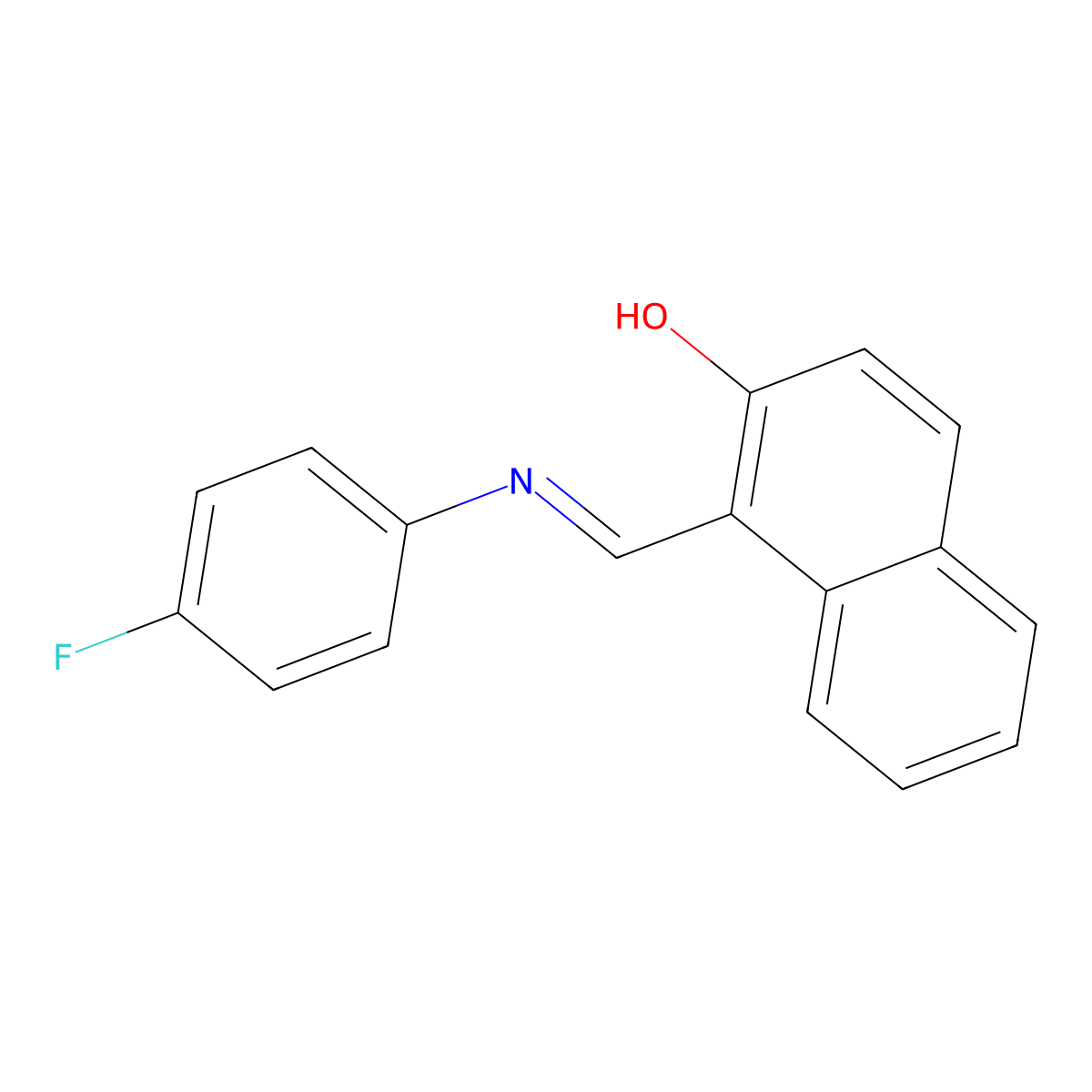 1-[(4-Fluoro-phenylimino)-methyl]-naphthalen-2-ol molecular structure, CAS 3230-62-4