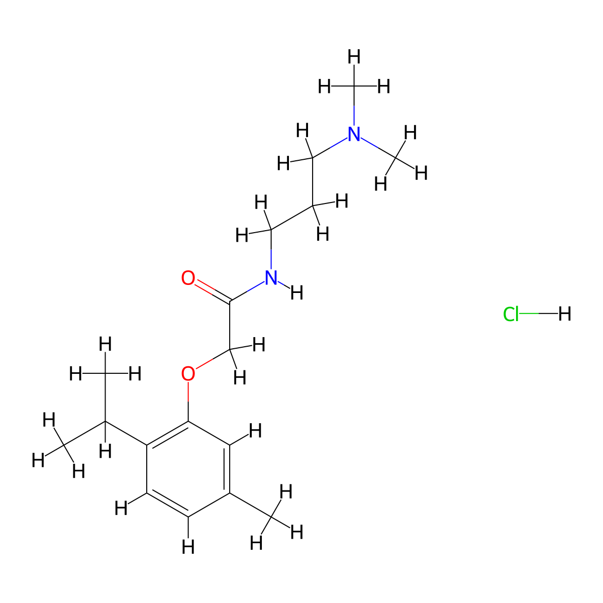 Acetamide, N-(3-(dimethylamino)propyl)-2-(thymyloxy)-, monohydrochloride molecular structure, CAS 32305-18-3