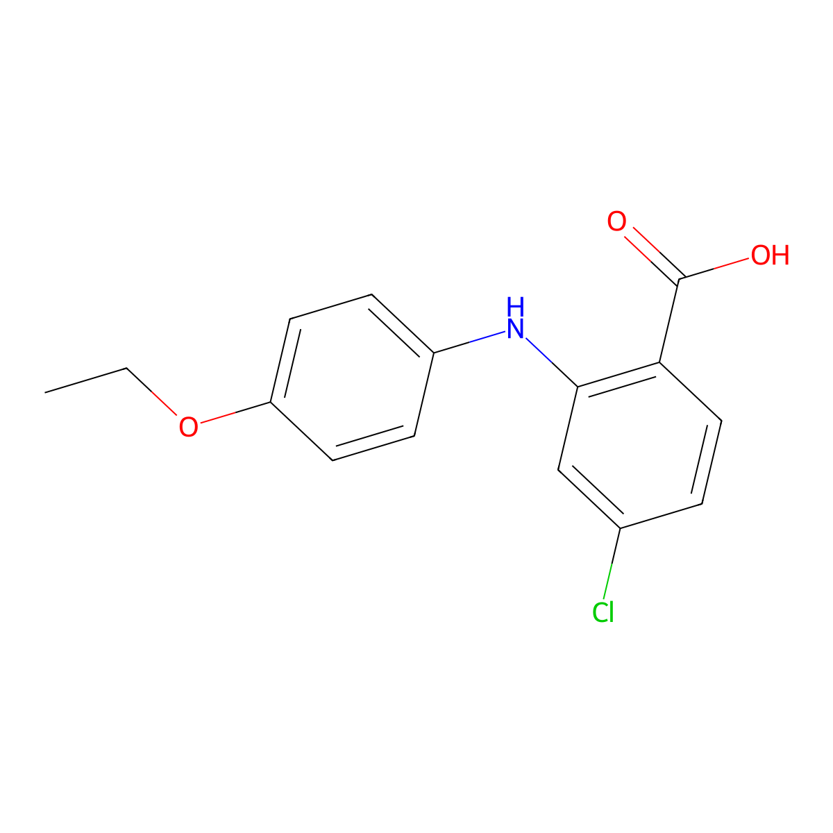 Benzoic acid, 4-chloro-2-[(4-ethoxyphenyl)amino]- molecular structure, CAS 32305-27-4