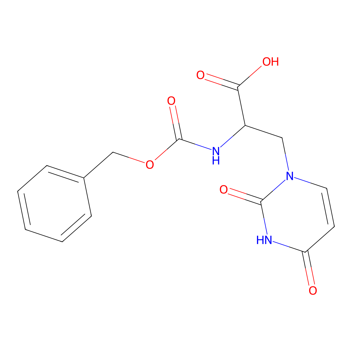 2-{[(Benzyloxy)carbonyl]amino}-3-(2,4-dioxo-1,2,3,4-tetrahydropyrimidin-1-yl)propanoic acid molecular structure, CAS 32307-20-3