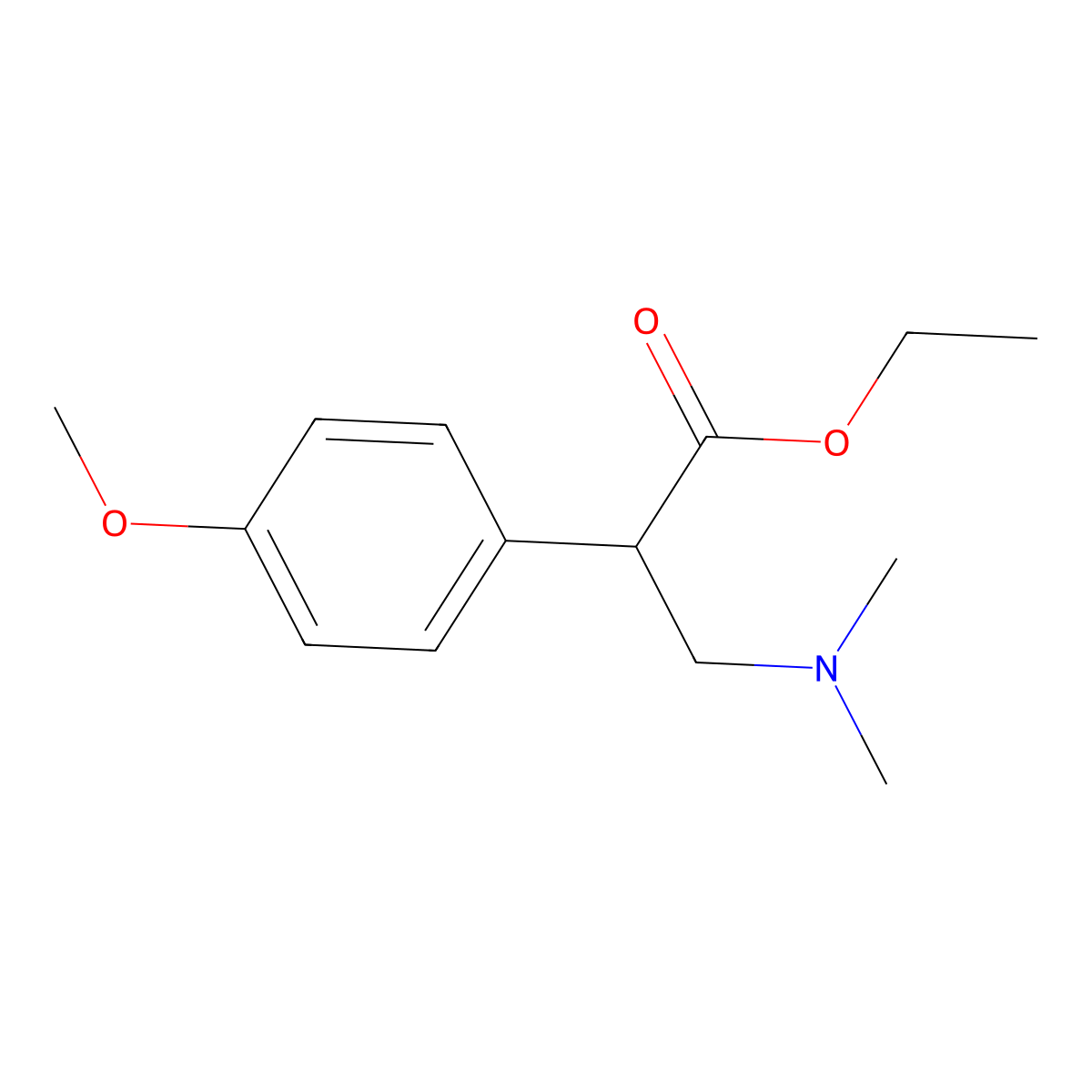 Ethyl alpha-(p-methoxyphenyl)-beta-(dimethylamino)propionate molecular structure, CAS 323176-93-8