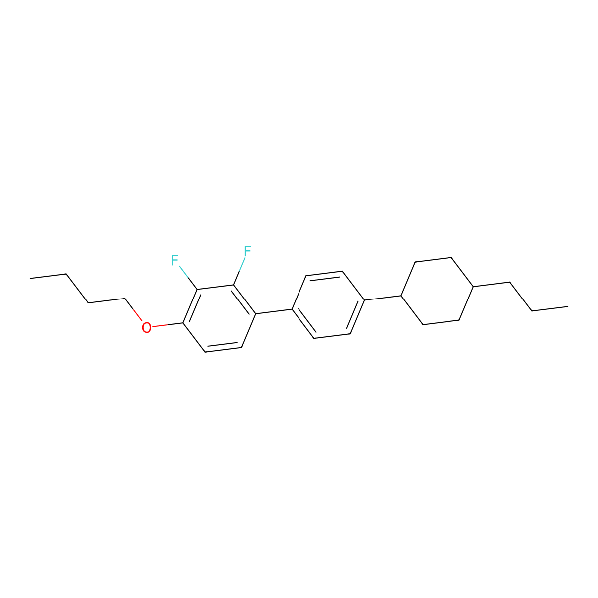 Rel-4-butoxy-2,3-difluoro-4'-((1s,4r)-4-propylcyclohexyl)-1,1'-biphenyl molecular structure, CAS 323178-03-6