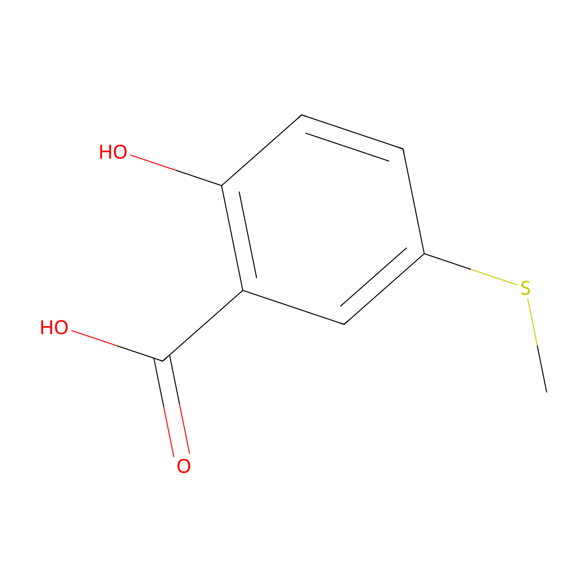 2-Hydroxy-5-(methylsulfanyl)benzoic acid molecular structure, CAS 32318-42-6