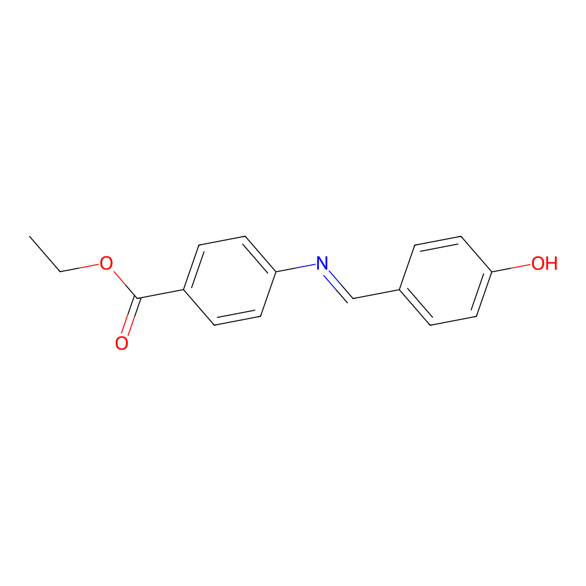 Ethyl 4-(4-hydroxybenzylideneamino)benzoate molecular structure, CAS 32327-57-4