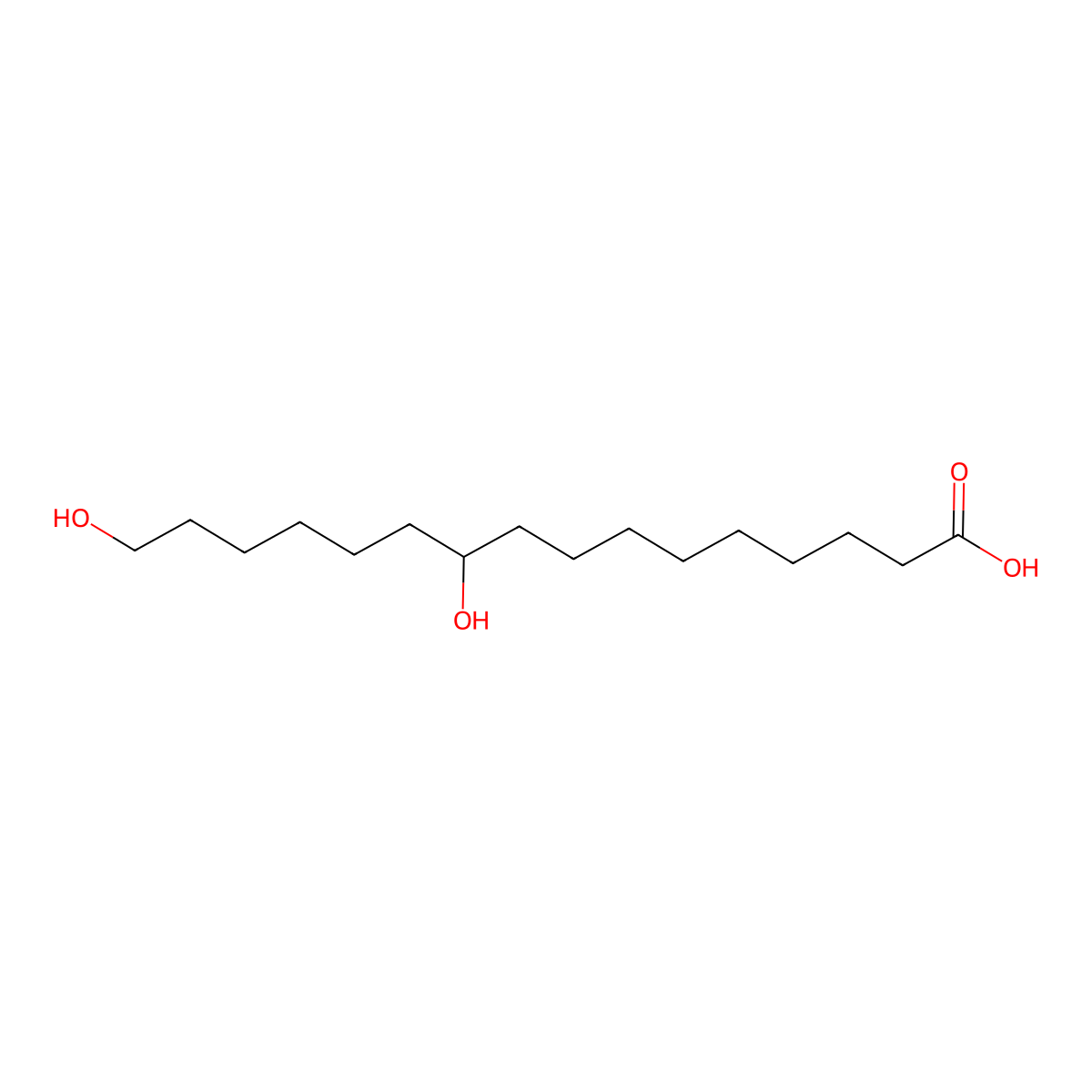 10,16-Dihydroxyhexadecanoic acid molecular structure, CAS 3233-90-7