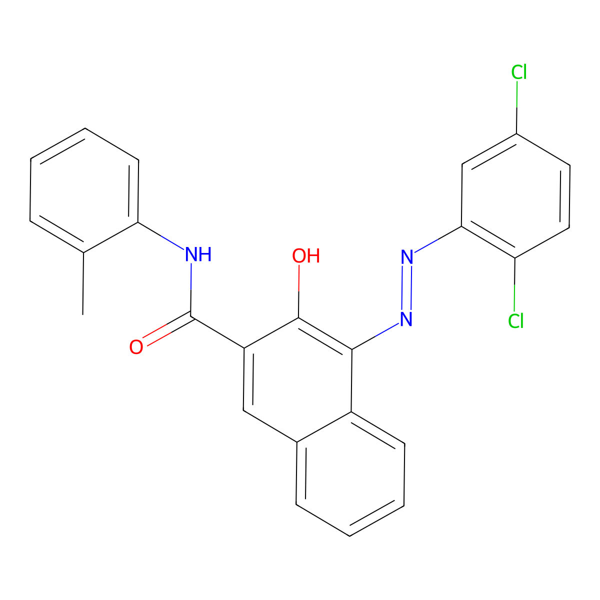2-Naphthalenecarboxamide, 4-(2-(2,5-dichlorophenyl)diazenyl)-3-hydroxy-N-(2-methylphenyl)- molecular structure, CAS 32332-65-3