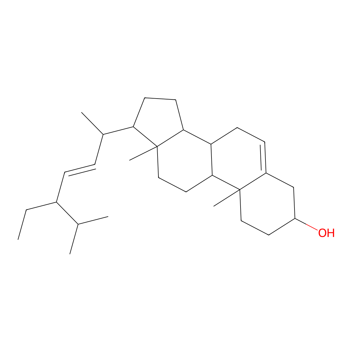 (3beta,22E,24xi)-Stigmasta-5,22-dien-3-ol molecular structure, CAS 32345-19-0