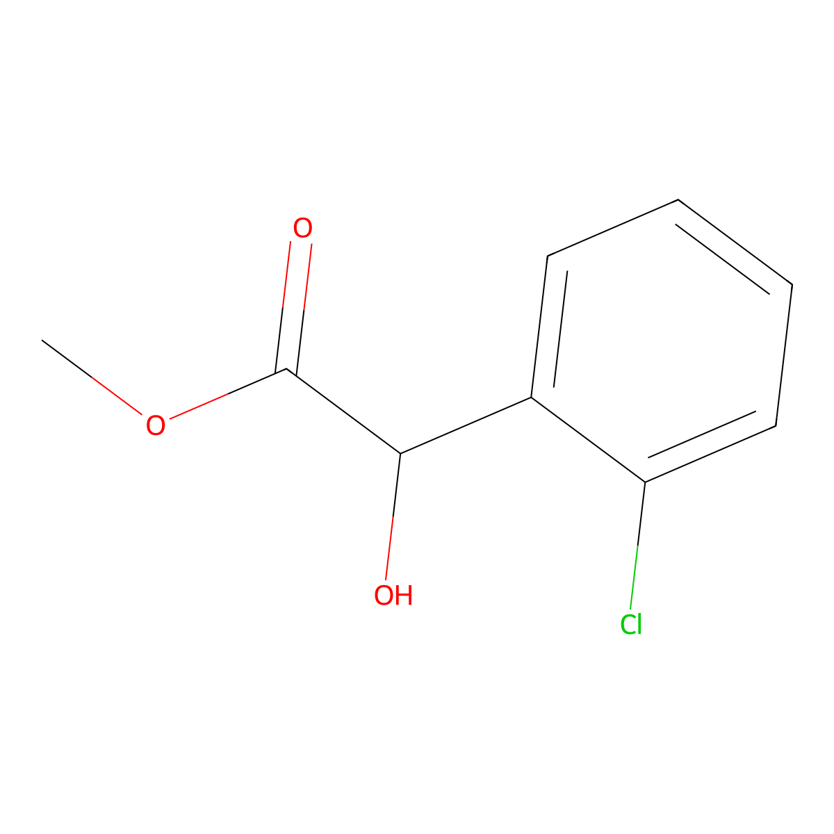 Methyl (alphaR)-2-chloro-alpha-hydroxybenzeneacetate molecular structure, CAS 32345-59-8