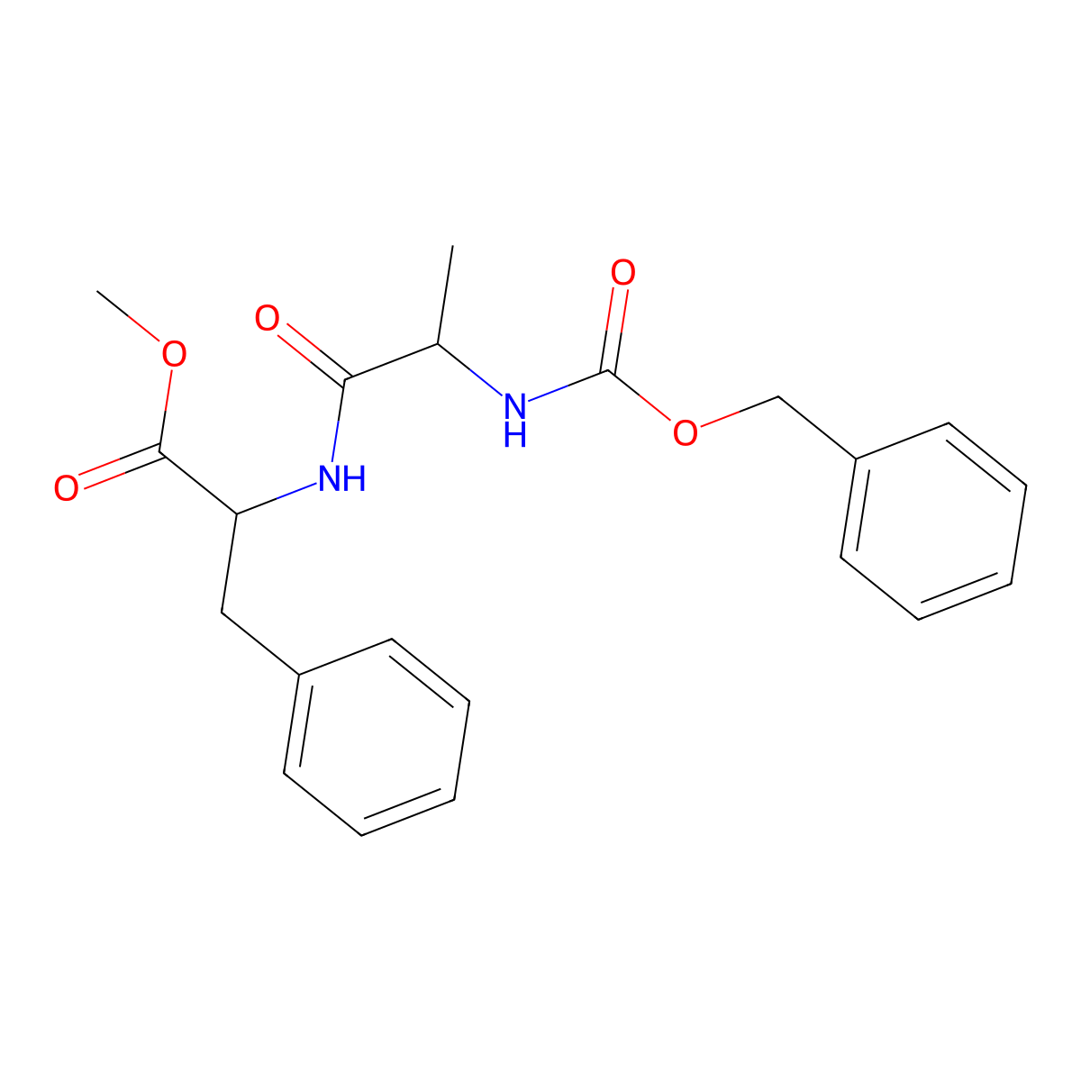 Methyl 3-phenyl-2-[2-(phenylmethoxycarbonylamino)propanoylamino]propanoate molecular structure, CAS 3235-14-1