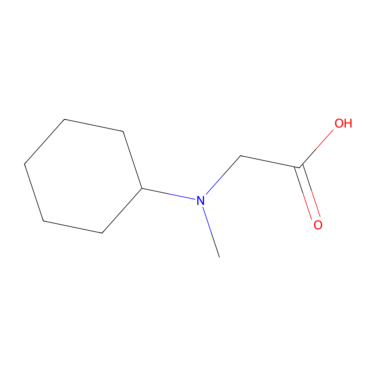 N-cyclohexyl-N-methylglycine molecular structure, CAS 3235-70-9