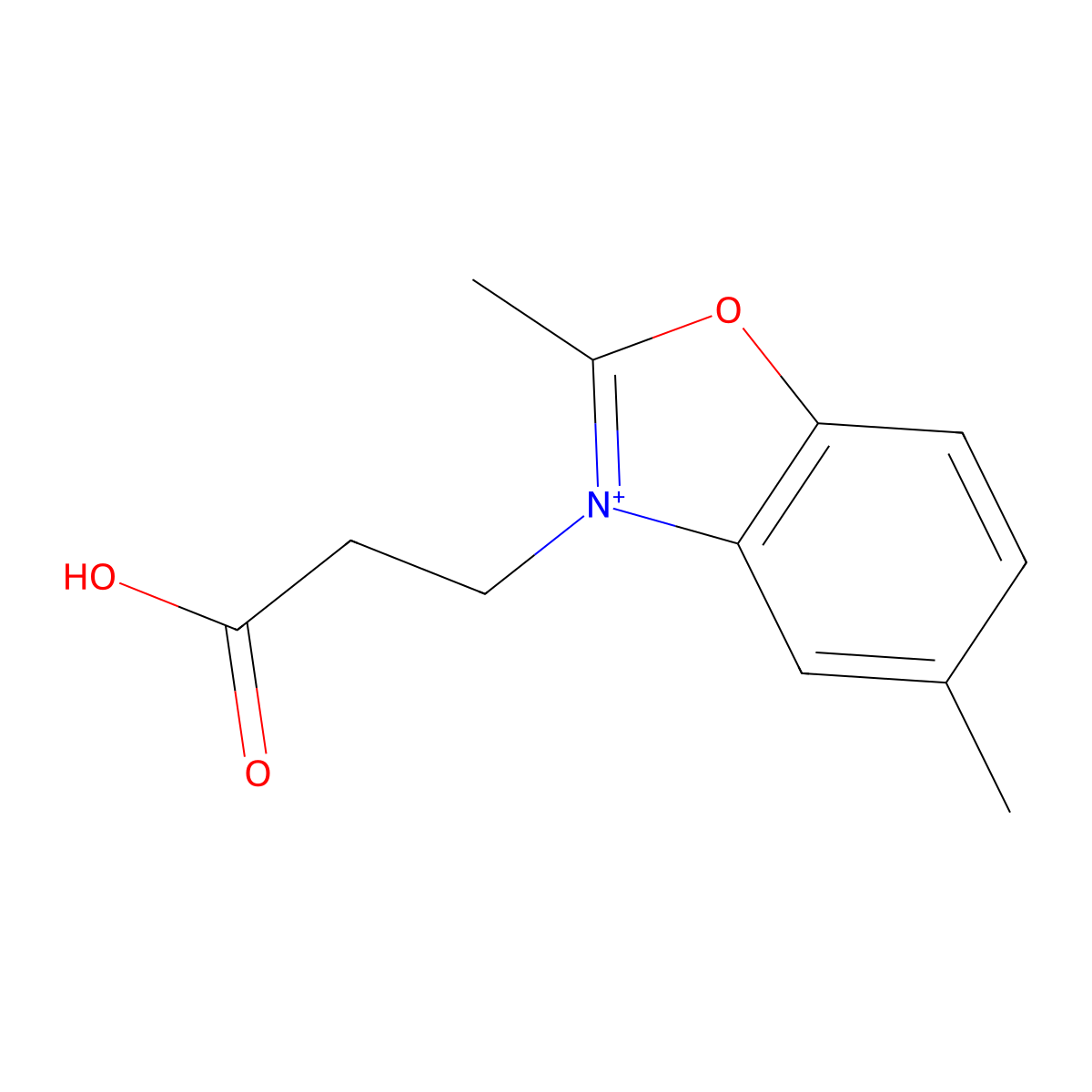 3-(2-Carboxyethyl)-2,5-dimethylbenzoxazolium bromide molecular structure, CAS 32353-63-2
