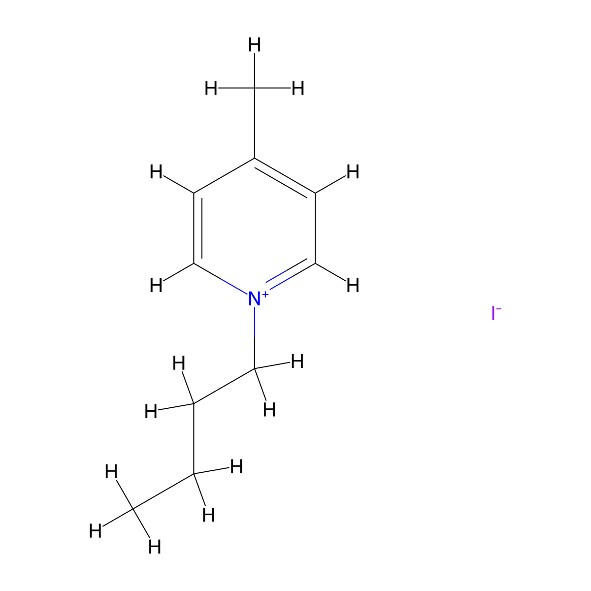 1-Butyl-4-methylpyridinium iodide molecular structure, CAS 32353-64-3