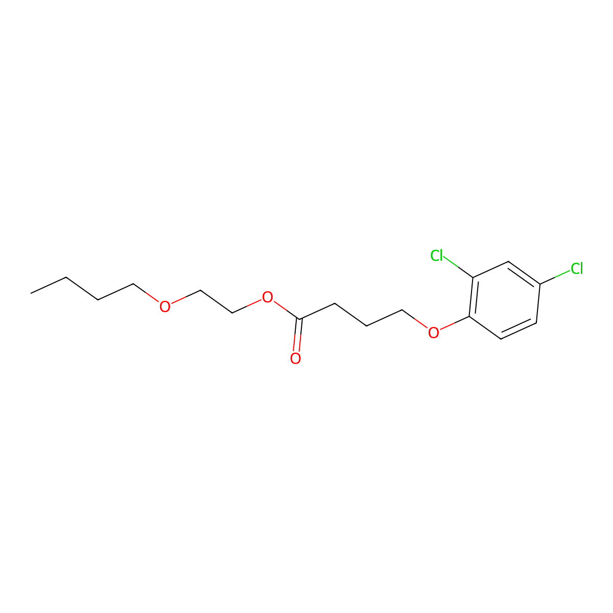 Butanoic acid, 4-(2,4-dichlorophenoxy)-, 2-butoxyethyl ester molecular structure, CAS 32357-46-3