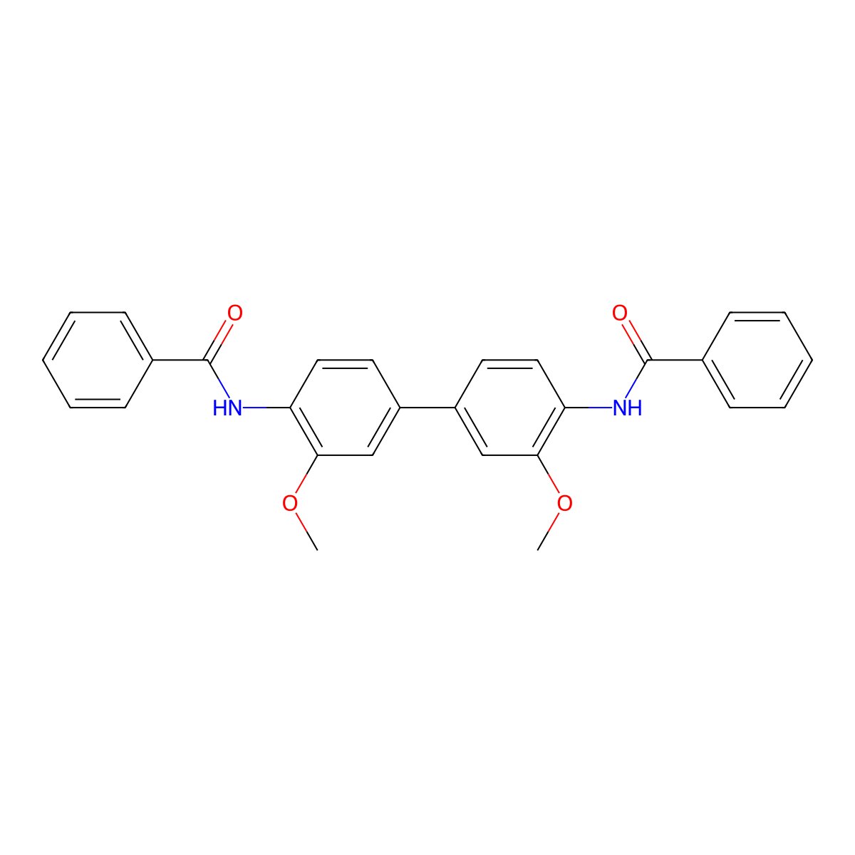 N-[4-(4-benzamido-3-methoxyphenyl)-2-methoxyphenyl]benzamide molecular structure, CAS 32357-89-4