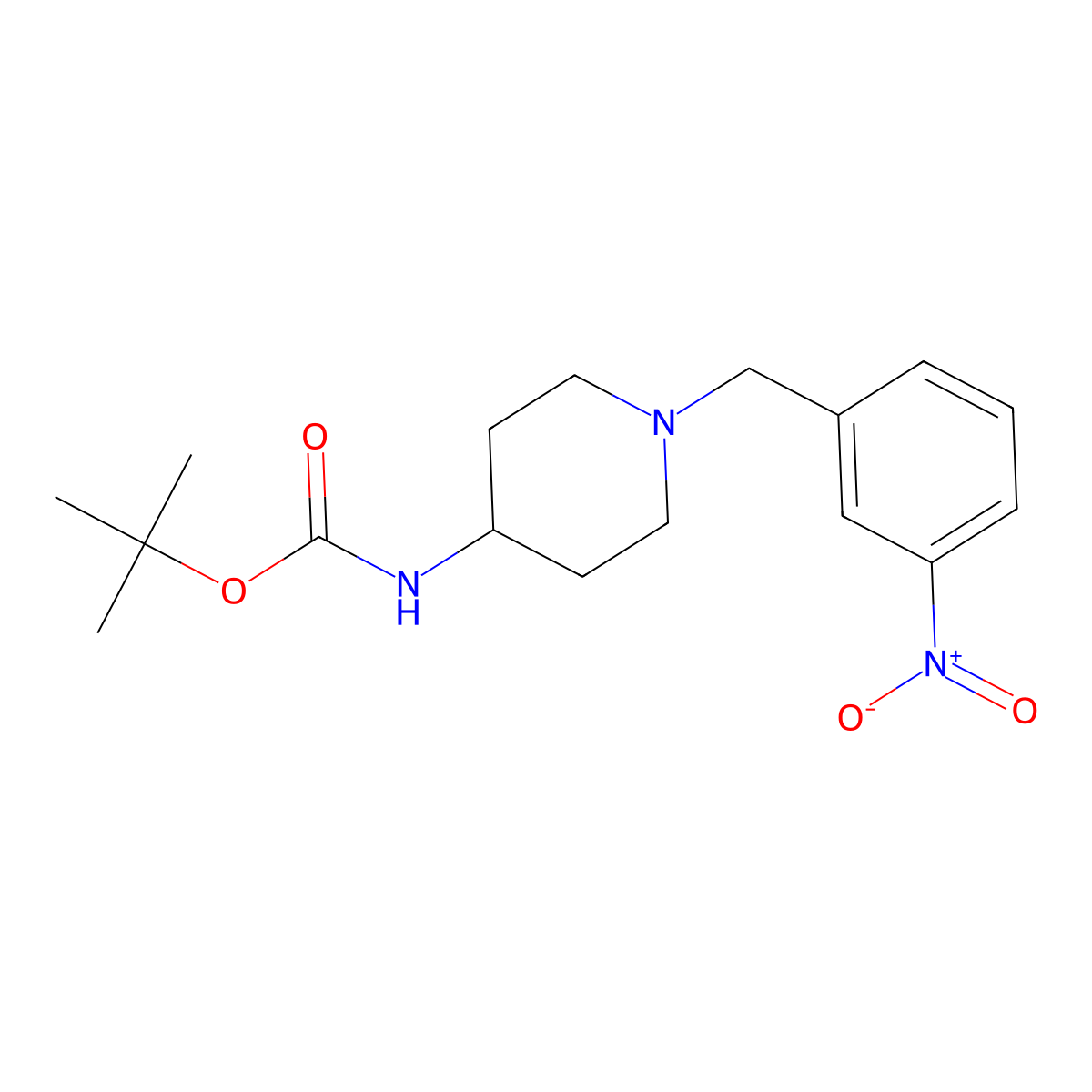 tert-Butyl 1-(3-nitrobenzyl)piperidin-4-ylcarbamate molecular structure, CAS 323578-32-1