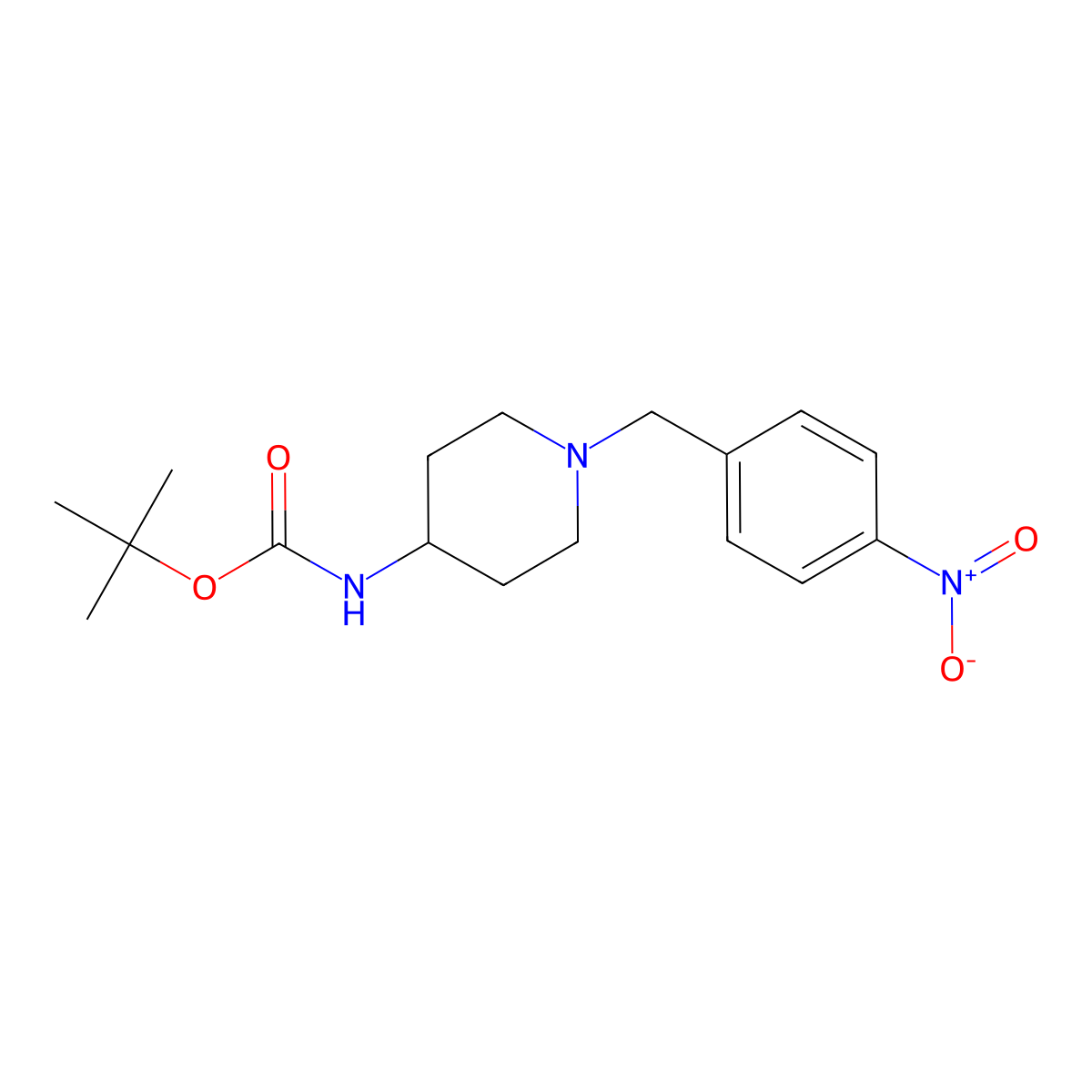 tert-Butyl 1-(4-nitrobenzyl)piperidin-4-ylcarbamate molecular structure, CAS 323578-34-3