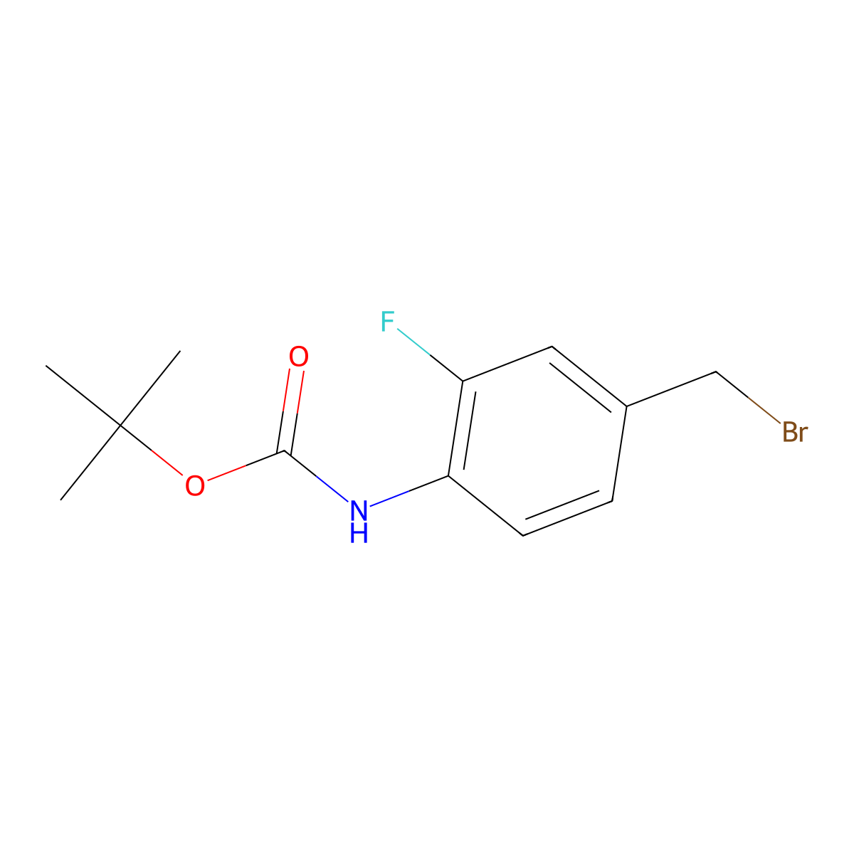 4-Amino-3-fluorobenzyl bromide, N-BOC protected molecular structure, CAS 323578-36-5