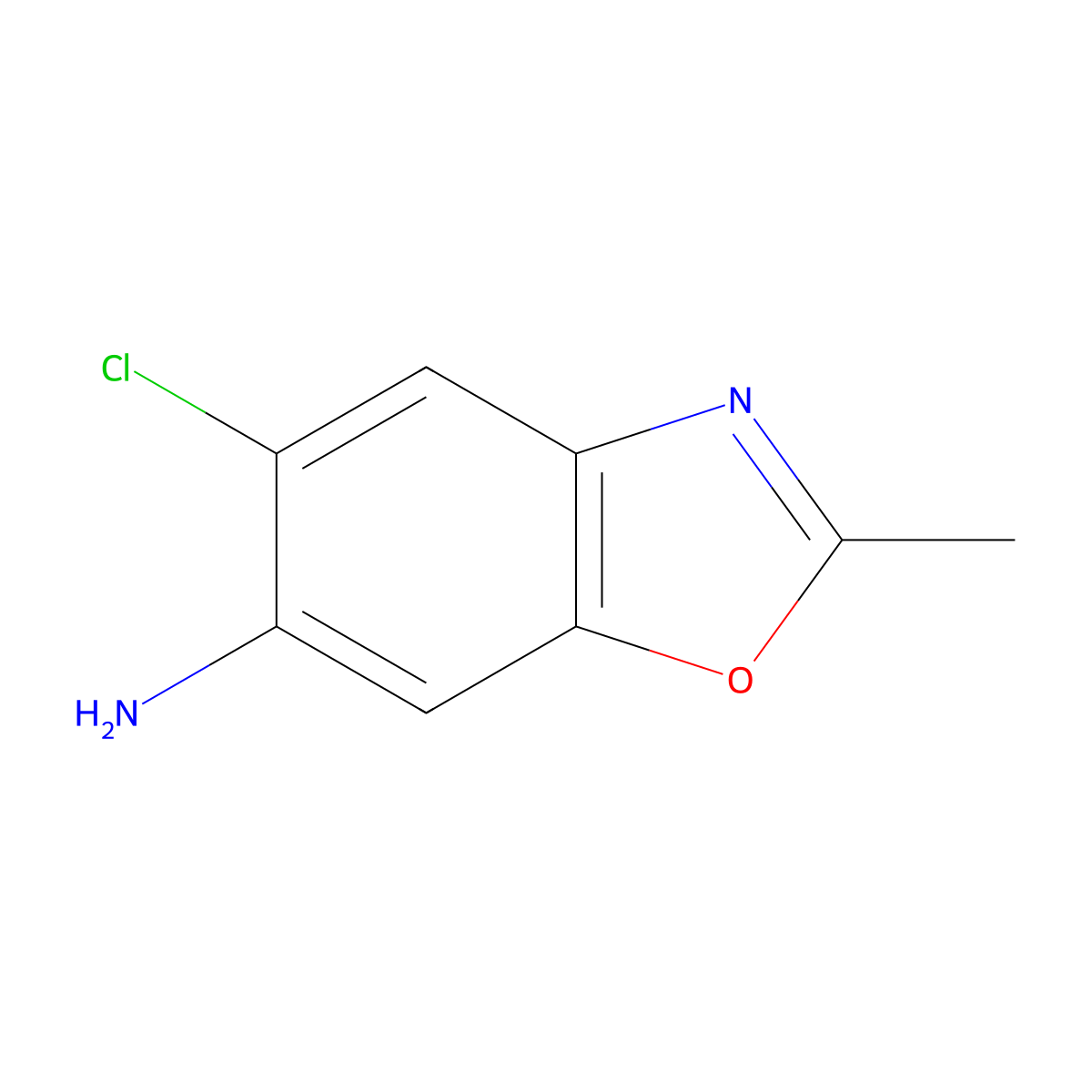 2-Methyl-5-chloro-6-benzoxazolamine molecular structure, CAS 323579-00-6
