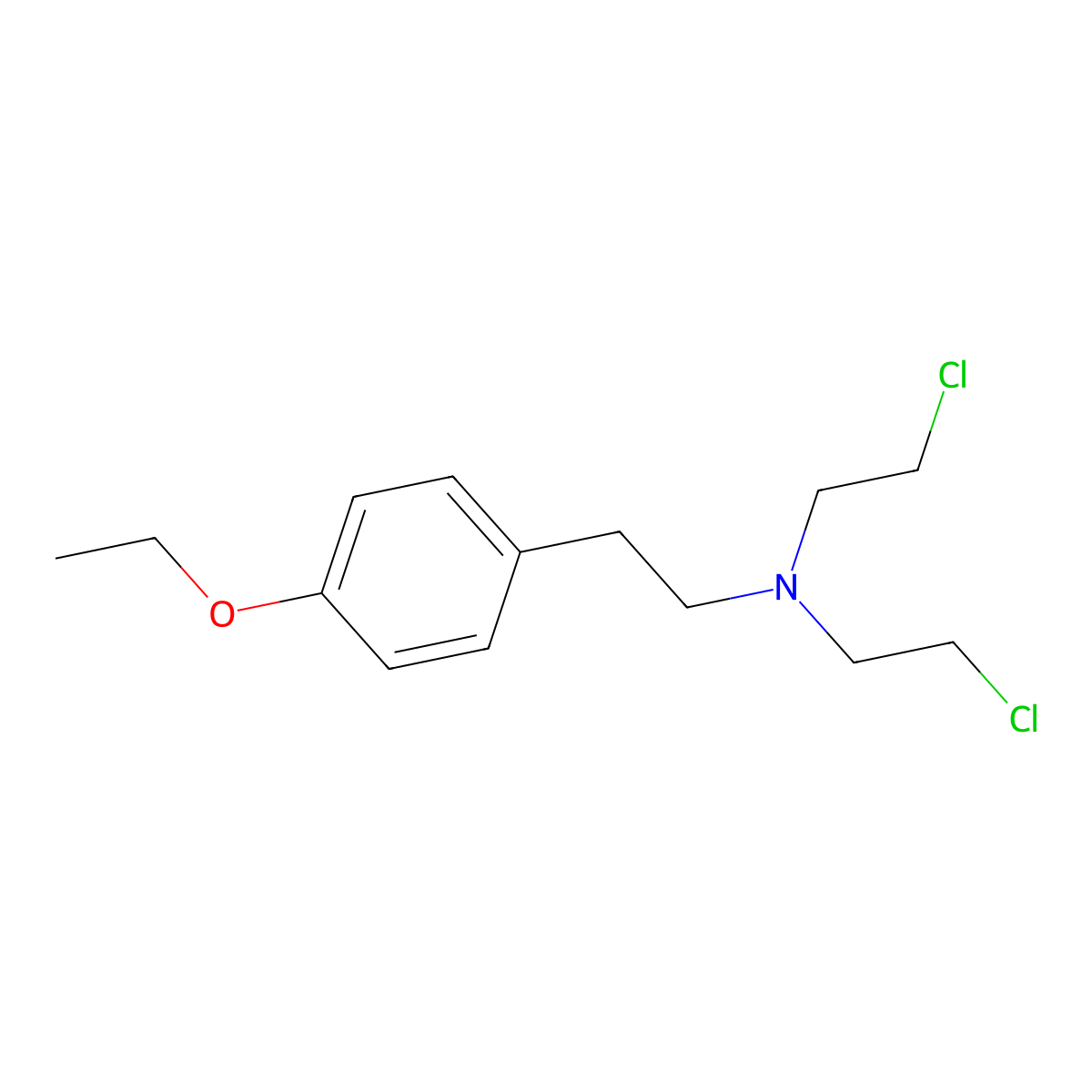 Phenethylamine, N,N-bis(2-chloroethyl)-p-ethoxy- molecular structure, CAS 32359-24-3