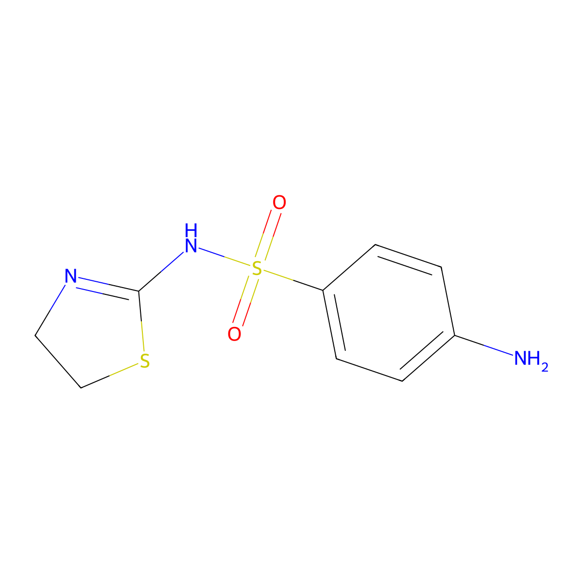 4-amino-N-(4,5-dihydro-1,3-thiazol-2-yl)benzene-1-sulfonamide molecular structure, CAS 32365-02-9