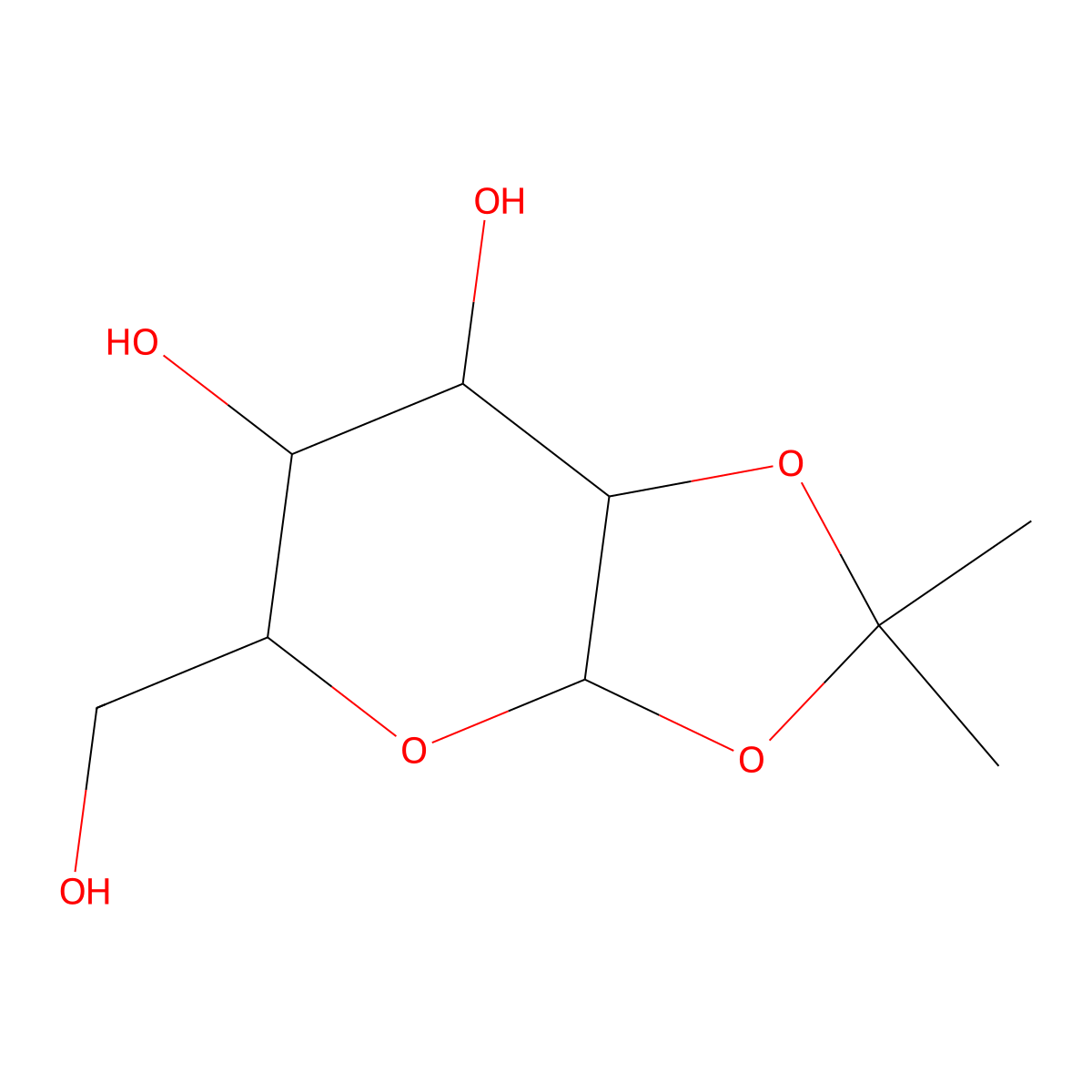 5-(hydroxymethyl)-2,2-dimethyl-5,6,7,7a-tetrahydro-3aH-[1,3]dioxolo[4,5-b]pyran-6,7-diol molecular structure, CAS 32365-83-6