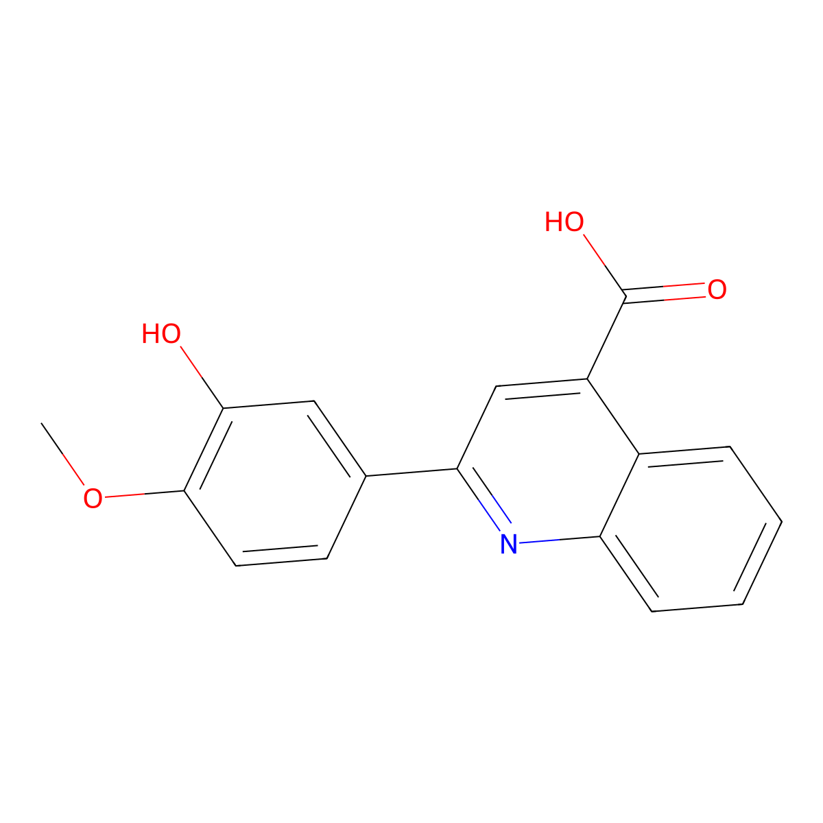 2-(3-Hydroxy-4-methoxyphenyl)quinoline-4-carboxylic acid molecular structure, CAS 32366-62-4