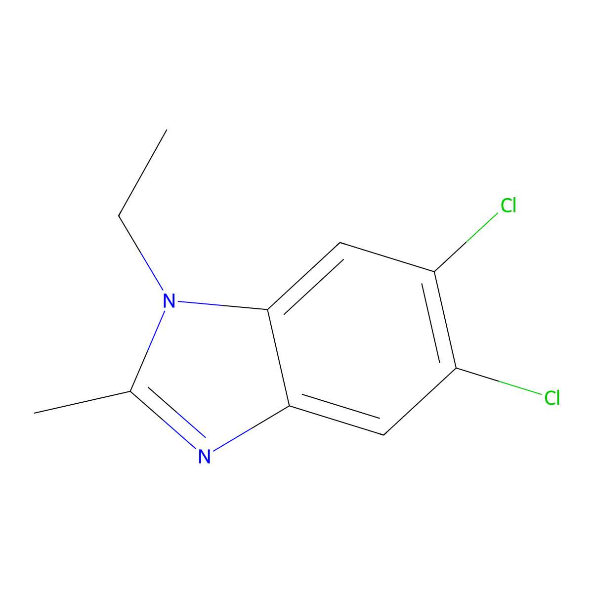 1H-Benzimidazole, 5,6-dichloro-1-ethyl-2-methyl- molecular structure, CAS 3237-62-5