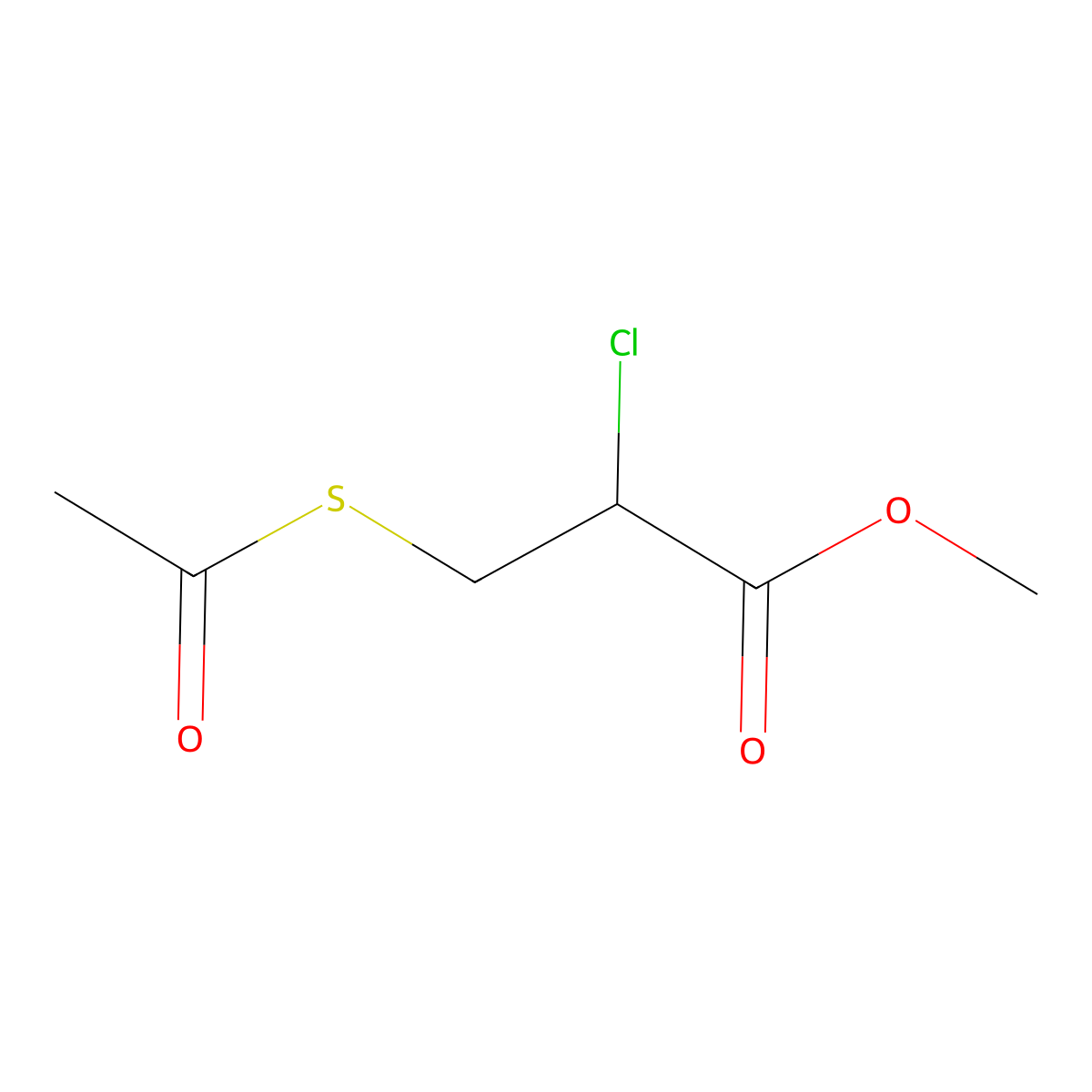 Methyl 3-acetylsulfanyl-2-chloro-propanoate molecular structure, CAS 32371-92-9