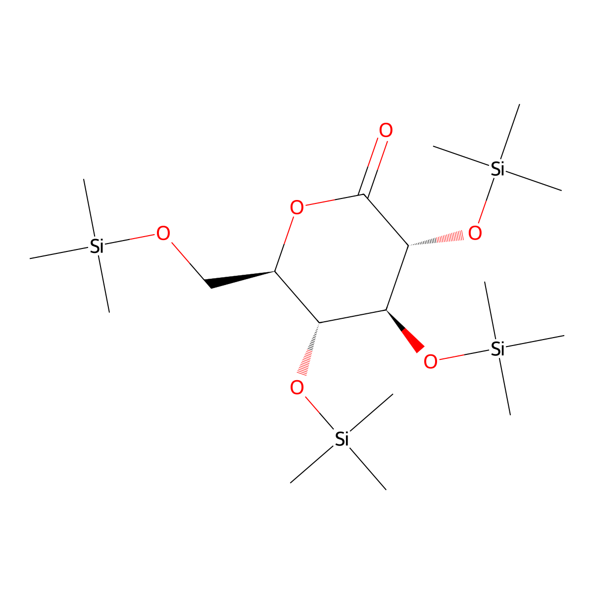 (3R,4S,5R,6R)-3,4,5-Tris-trimethylsilanyloxy-6-trimethylsilanyloxymethyl-tetrahydro-pyran-2-on molecular structure, CAS 32384-65-9