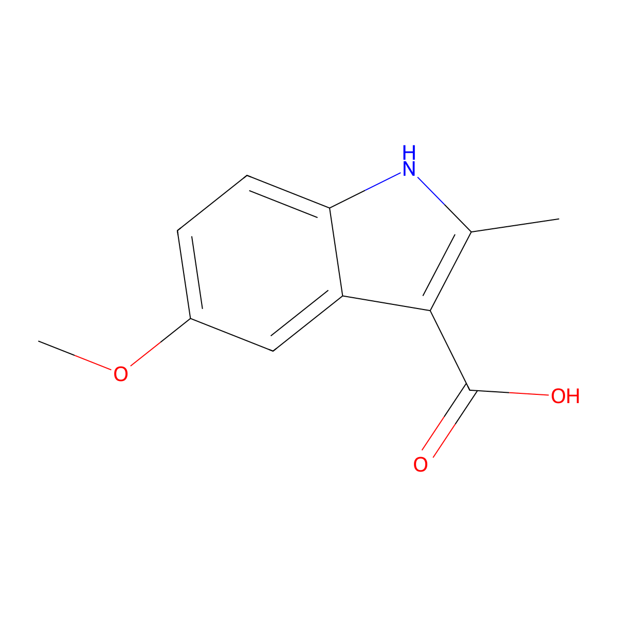 5-methoxy-2-methyl-1H-indole-3-carboxylic acid molecular structure, CAS 32387-22-7