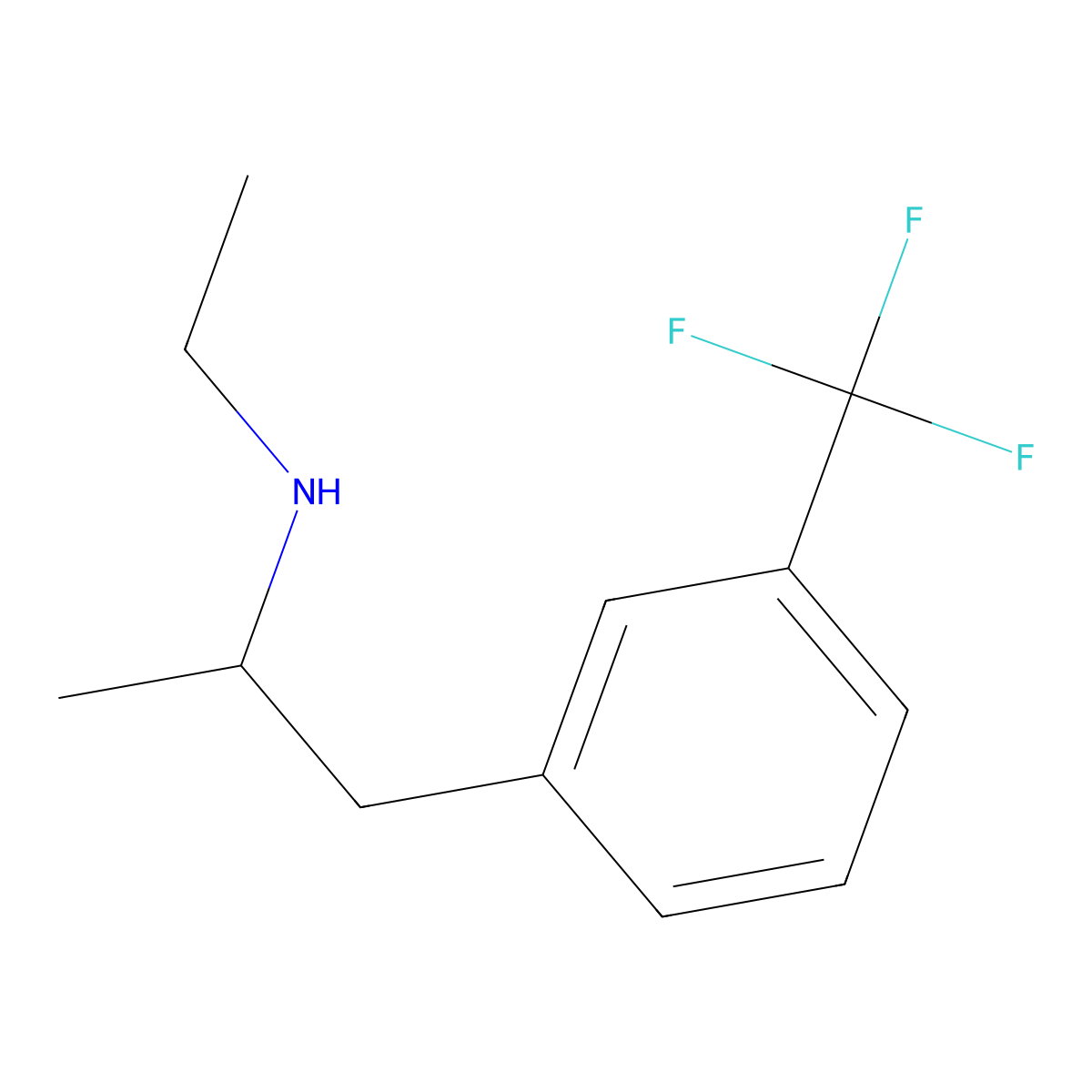 Dexfenfluramine molecular structure, CAS 3239-44-9