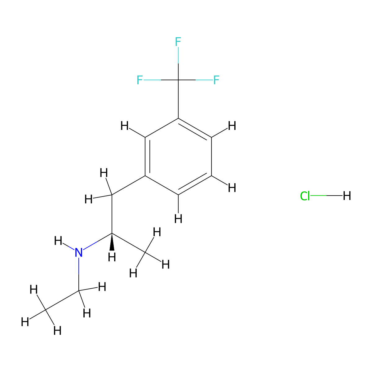 (+)-Fenfluramine hydrochloride molecular structure, CAS 3239-45-0
