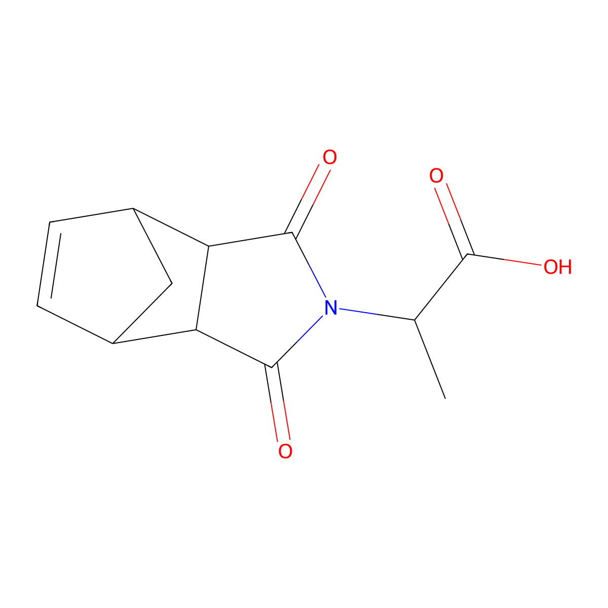 2-(1,3-dioxo-1,3,3a,4,7,7a-hexahydro-2H-4,7-methanoisoindol-2-yl)propanoic acid molecular structure, CAS 32392-54-4