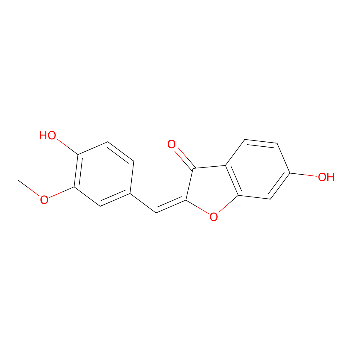 (2Z)-6-hydroxy-2-((4-hydroxy-3-methoxyphenyl)methylidene)-1-benzofuran-3-one molecular structure, CAS 32396-80-8