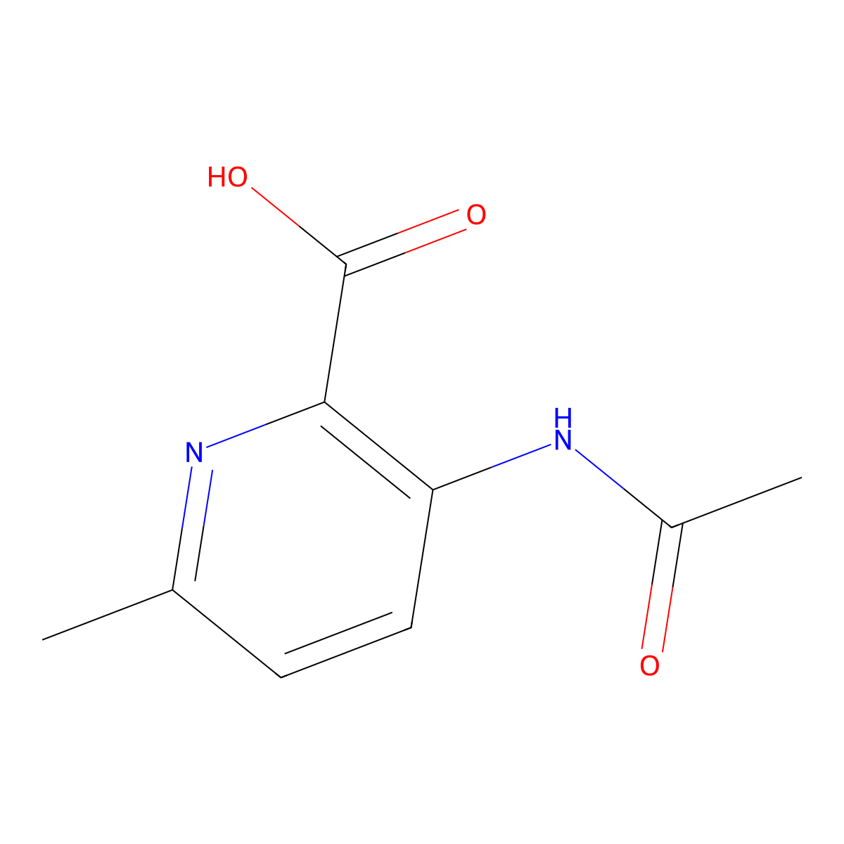 3-Acetamido-6-methylpyridine-2-carboxylic acid molecular structure, CAS 32398-90-6