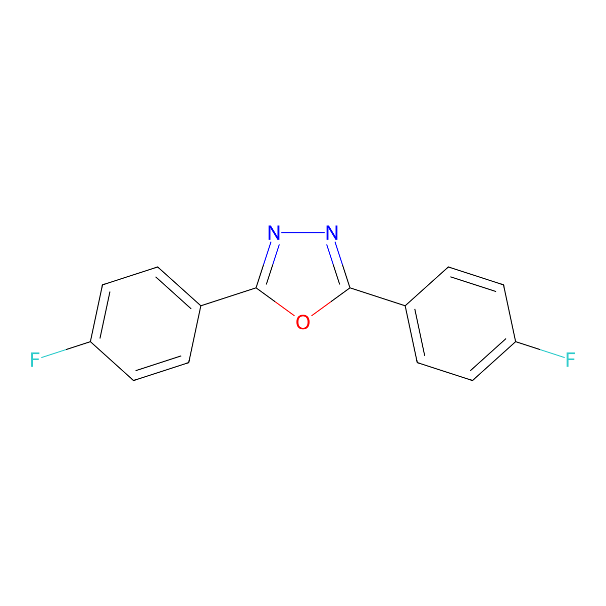 2,5-Bis(4-fluorophenyl)-1,3,4-oxadiazole molecular structure, CAS 324-81-2