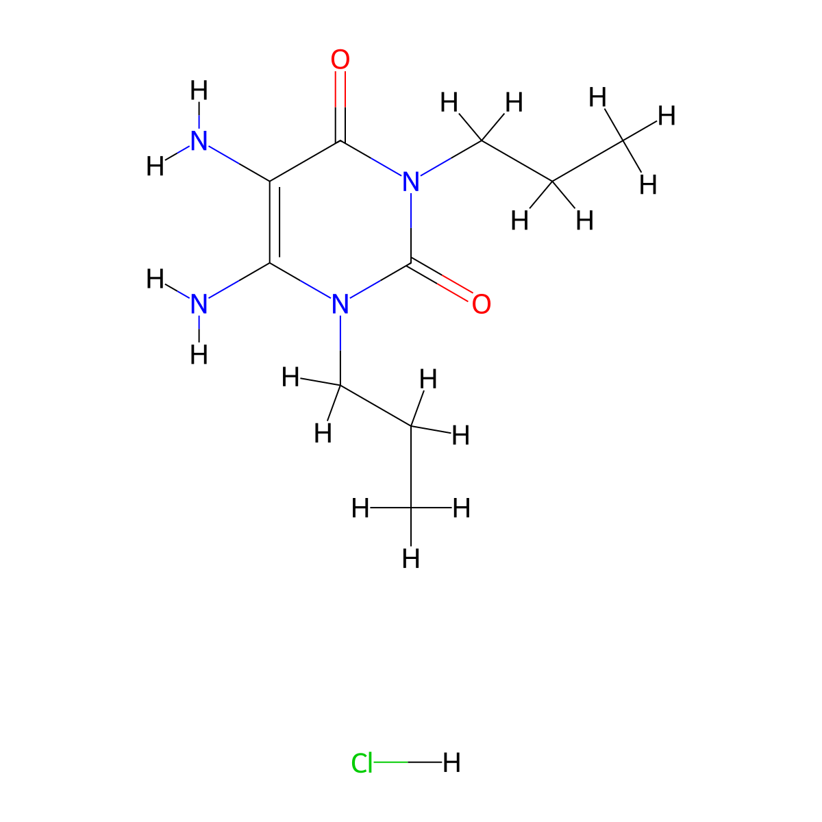 2,4(1H,3H)-Pyrimidinedione, 5,6-diamino-1,3-dipropyl-, hydrochloride (1:1) molecular structure, CAS 324002-49-5