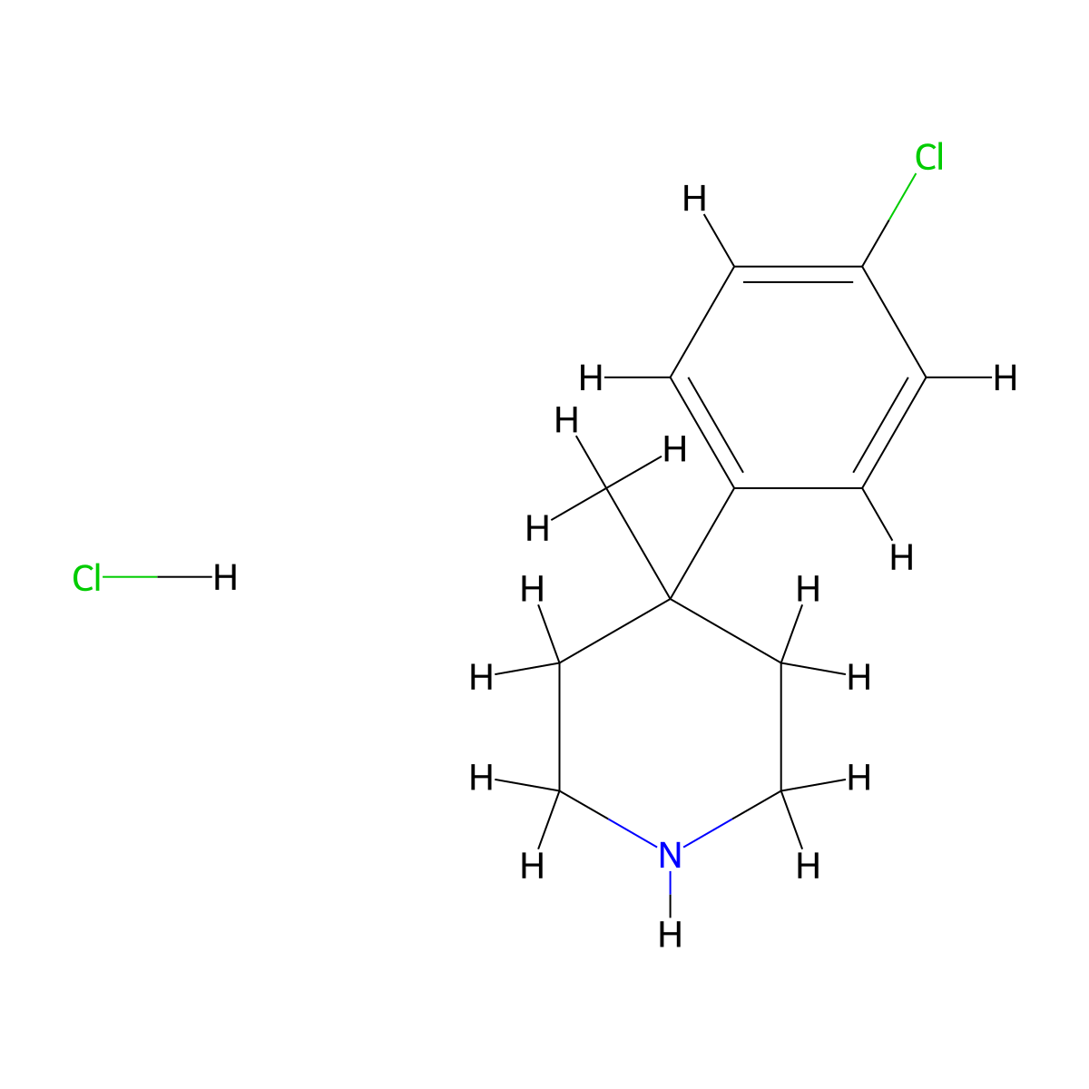 4-(4-Chlorophenyl)-4-methylpiperidine hydrochloride molecular structure, CAS 324002-54-2