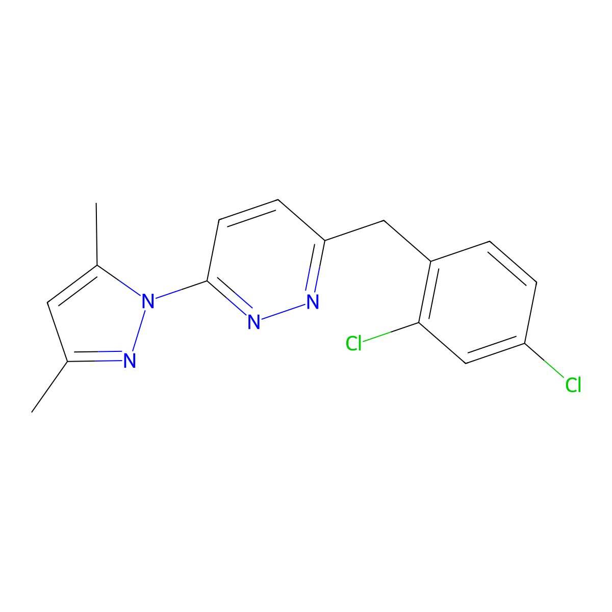 3-[(2,4-Dichlorophenyl)methyl]-6-(3,5-dimethylpyrazol-1-yl)pyridazine molecular structure, CAS 324008-82-4
