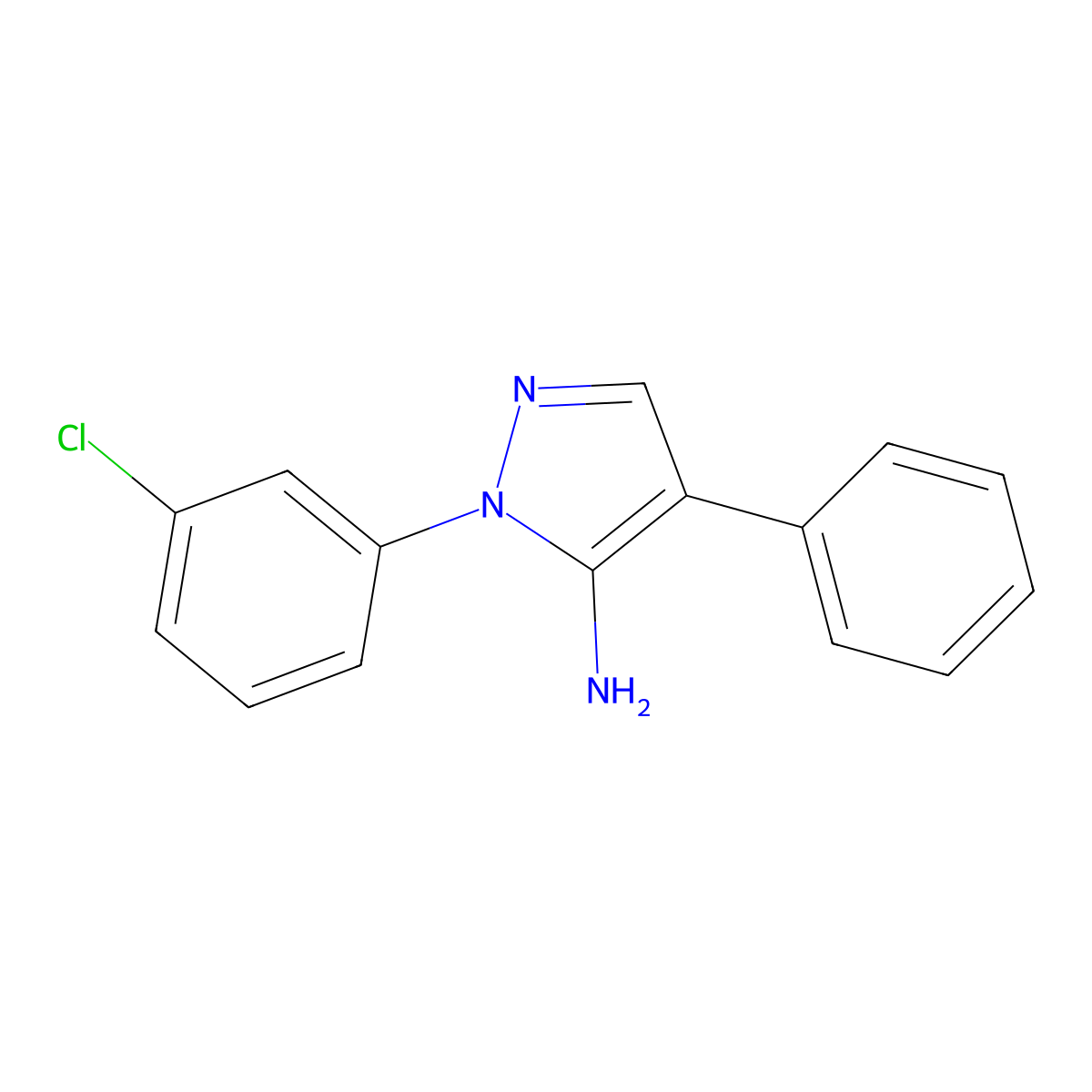 1-(3-chlorophenyl)-4-phenyl-1H-pyrazol-5-ylamine molecular structure, CAS 324008-89-1