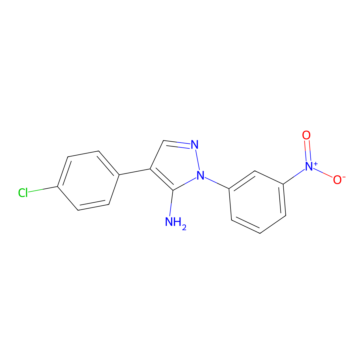 4-(4-chlorophenyl)-1-(3-nitrophenyl)-1H-pyrazol-5-amine molecular structure, CAS 324008-90-4