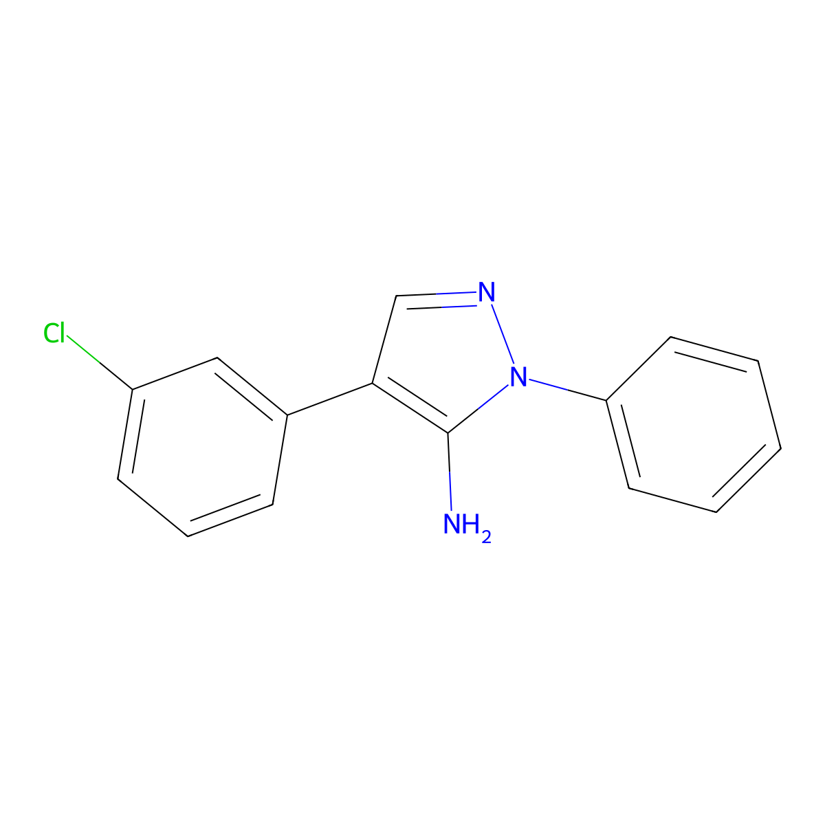 4-(3-Chlorophenyl)-2-phenylpyrazol-3-amine molecular structure, CAS 324008-92-6