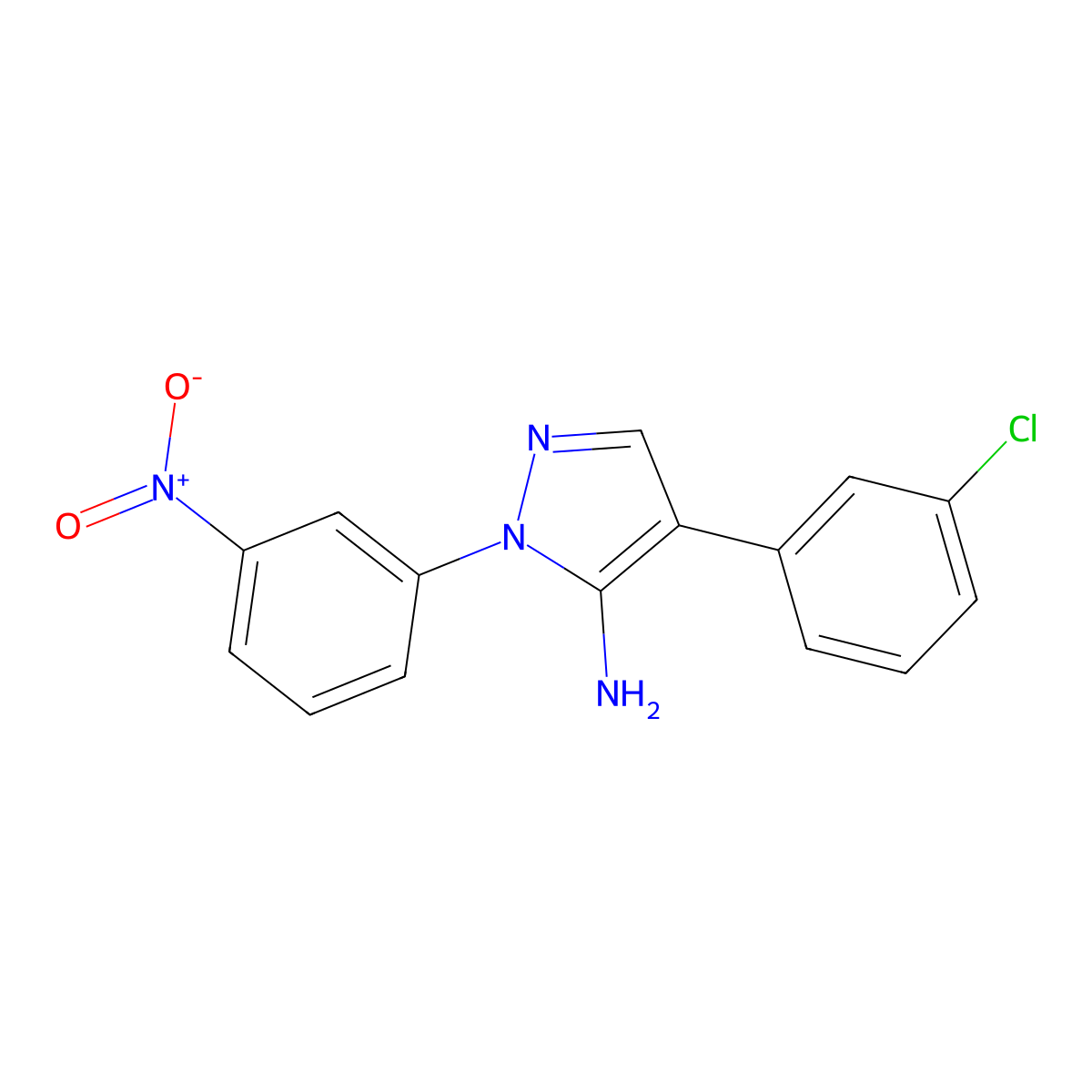 4-(3-chlorophenyl)-1-(3-nitrophenyl)-1H-pyrazol-5-amine molecular structure, CAS 324008-93-7