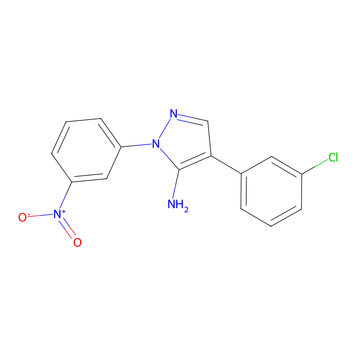 4-(3-chlorophenyl)-1-(3-nitrophenyl)-1H-pyrazol-5-amine molecular structure, CAS 324008-93-7