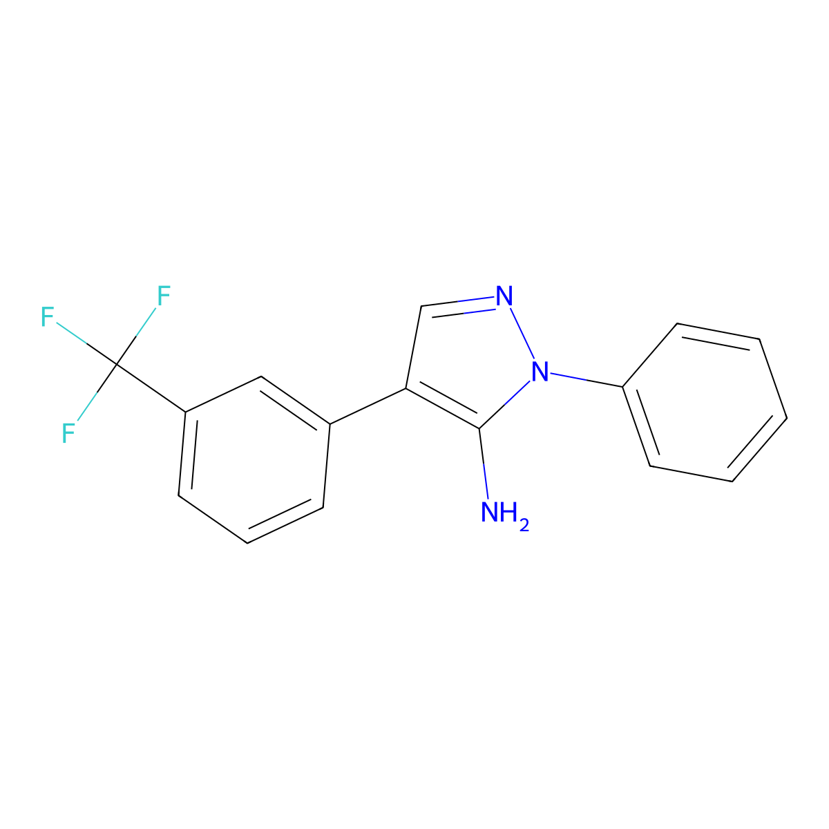 1-phenyl-4-[3-(trifluoromethyl)phenyl]-1H-pyrazol-5-amine molecular structure, CAS 324008-95-9