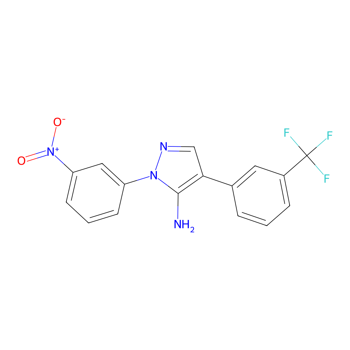 1-(3-nitrophenyl)-4-[3-(trifluoromethyl)phenyl]-1H-pyrazol-5-amine molecular structure, CAS 324008-96-0