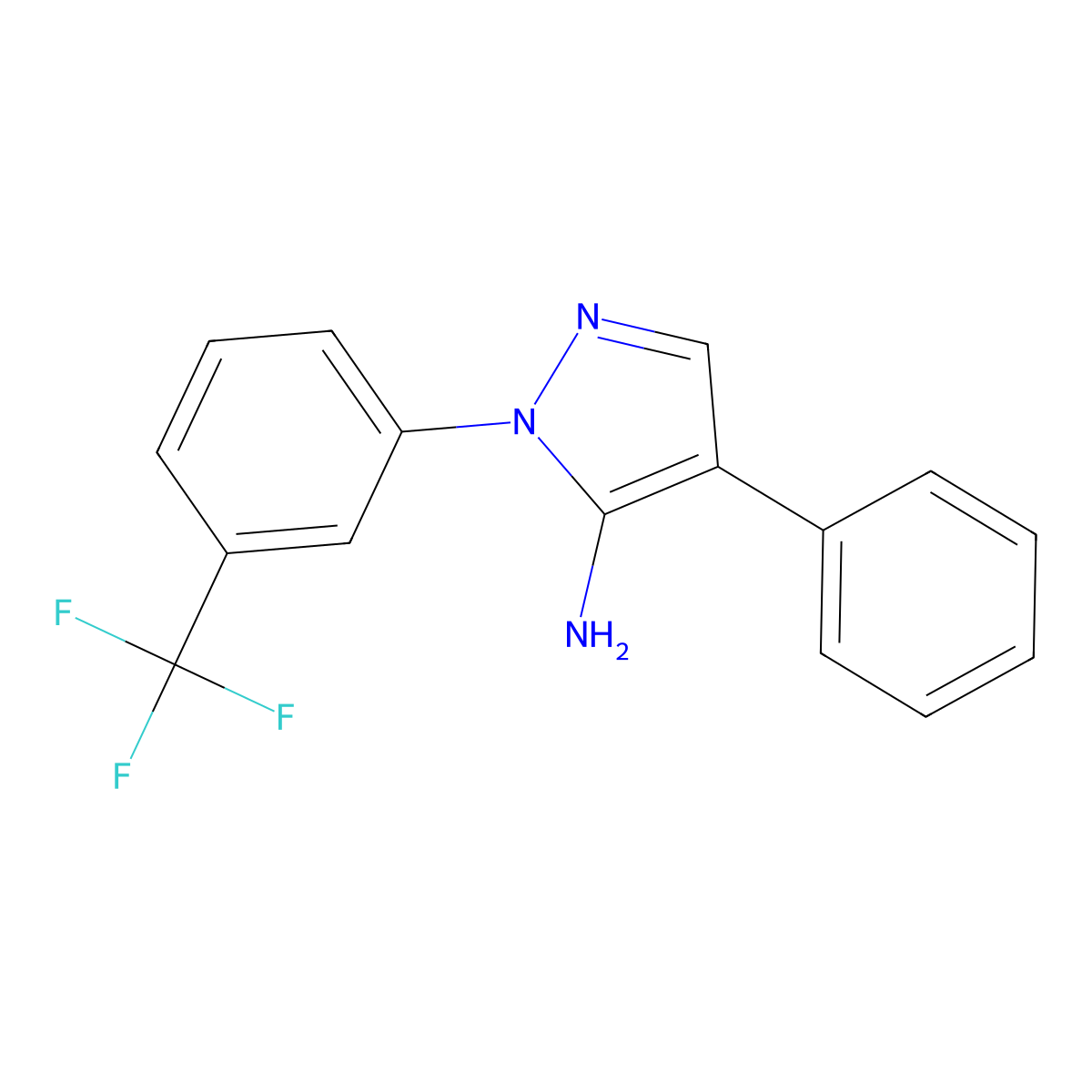 4-phenyl-1-[3-(trifluoromethyl)phenyl]-1H-pyrazol-5-amine molecular structure, CAS 324008-98-2