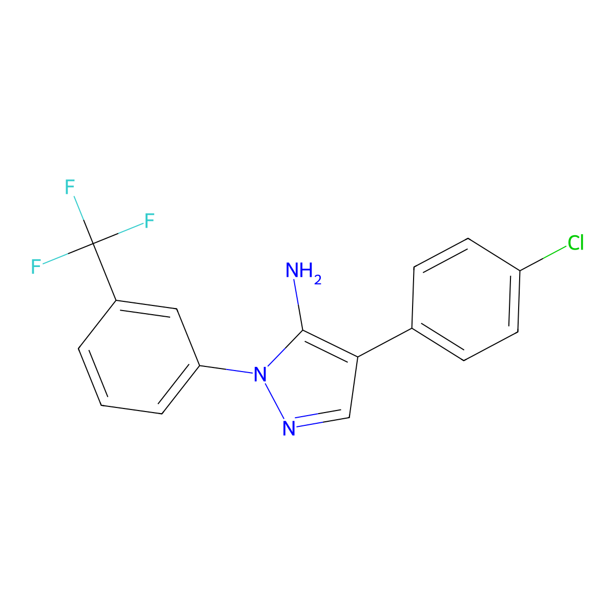 4-(4-chlorophenyl)-1-[3-(trifluoromethyl)phenyl]-1H-pyrazol-5-amine molecular structure, CAS 324008-99-3