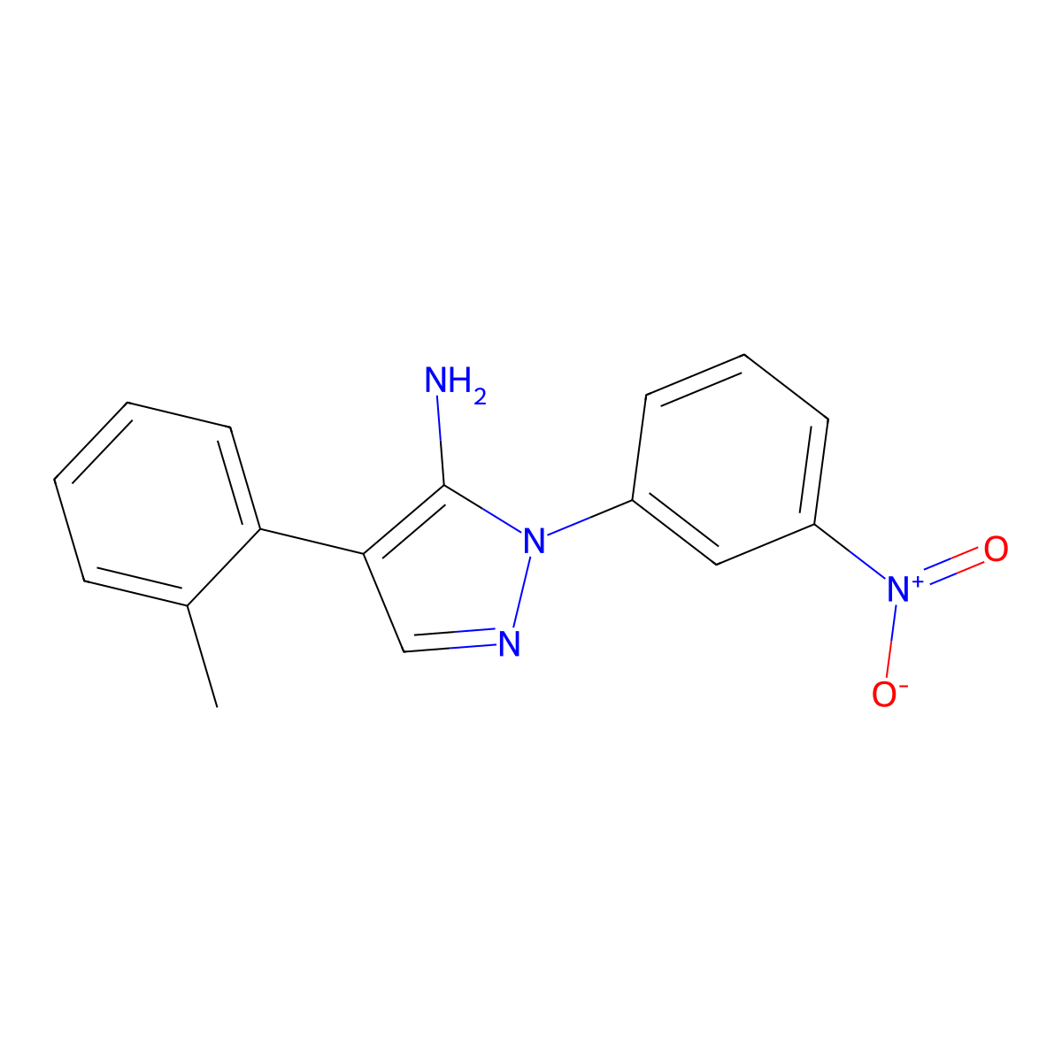 4-(2-methylphenyl)-1-(3-nitrophenyl)-1H-pyrazol-5-amine molecular structure, CAS 324009-01-0